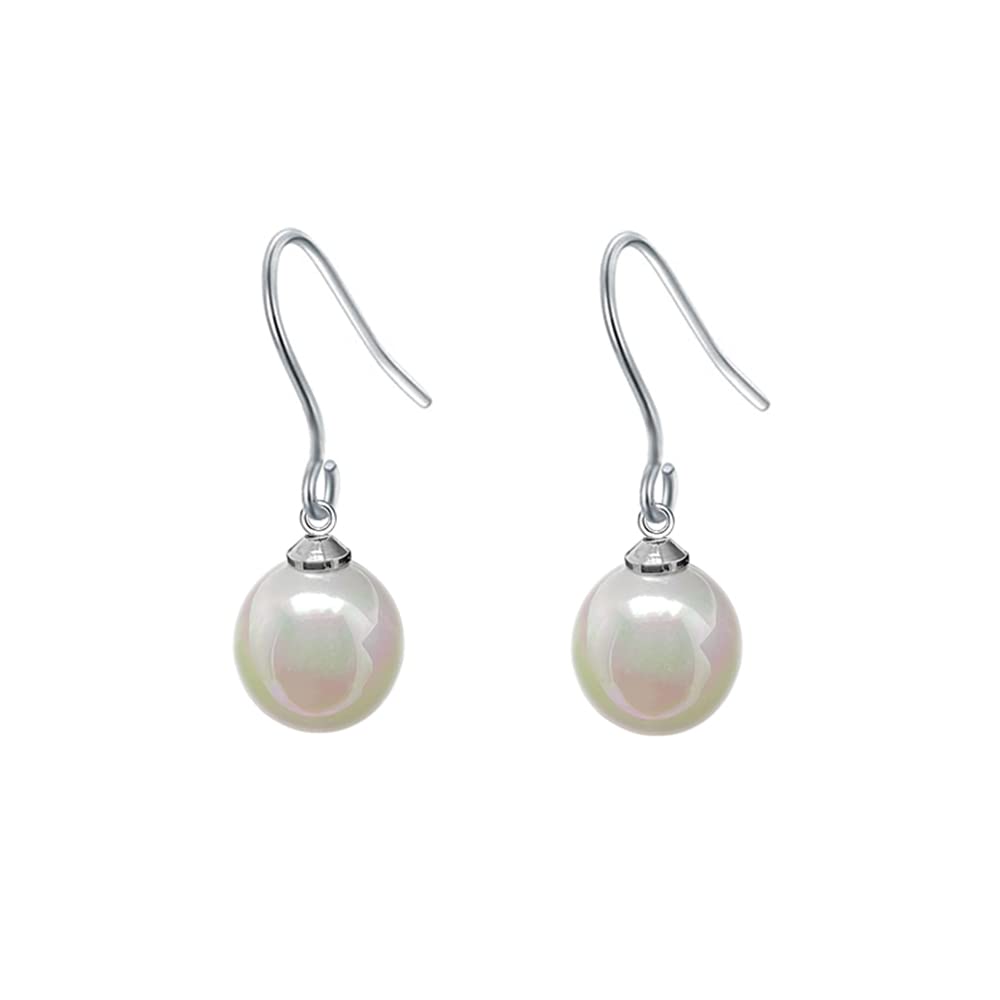 Limerencia Titanium Dangle Earrings for Women - 10mm Lightweight Shell Pearl Drop Earrings, Hypoallergenic Jewelry for Sensitive Ears - Perfect for Weddings, Parties & Everyday Elegance