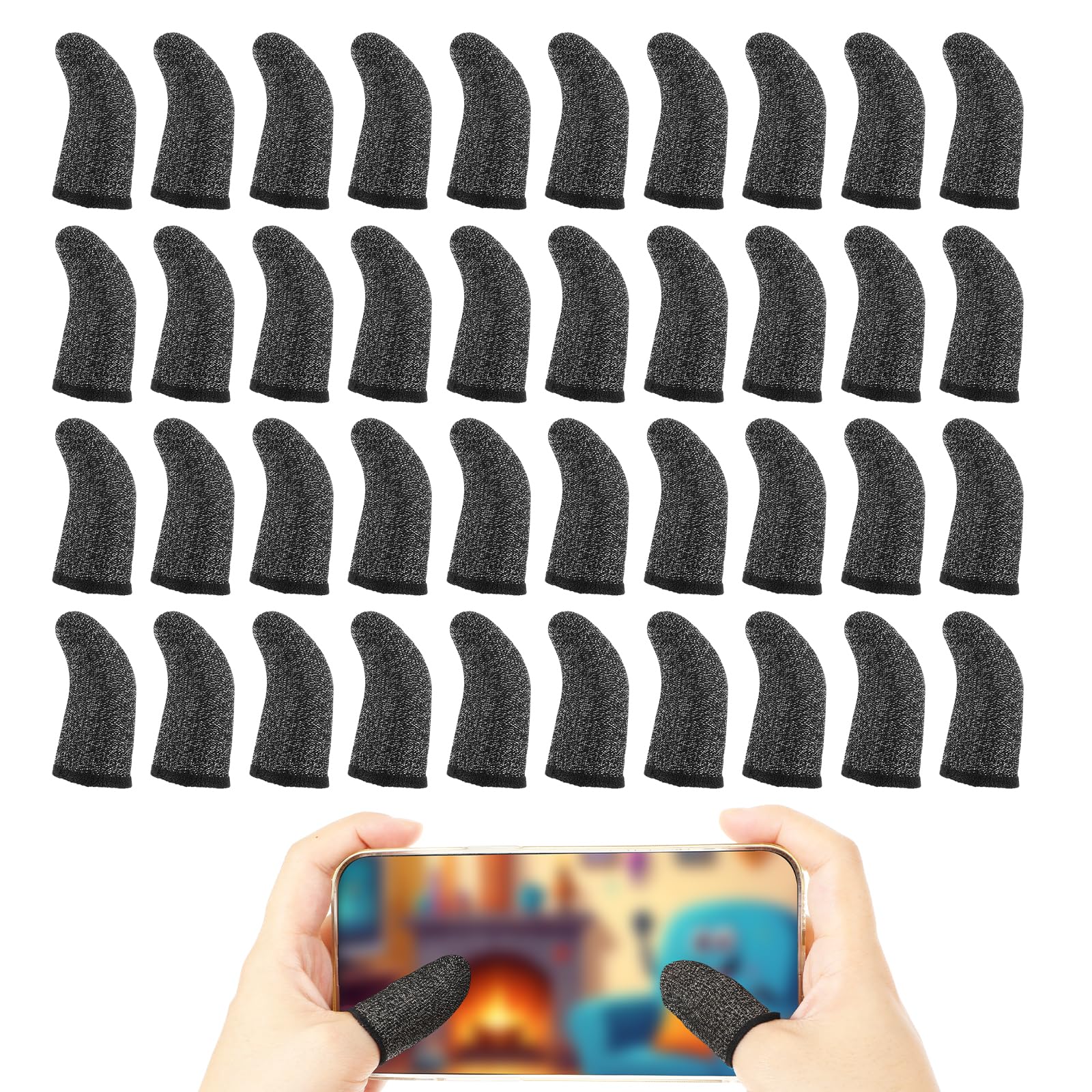 40 Pcs Anti-Slip Gaming Finger Sleeves for Mobile Phones - Touchscreen Thumb Protectors for PUBG, Fortnite & Call of Duty - Enhance Grip & Reduce Sweat for Competitive Gaming Sessions