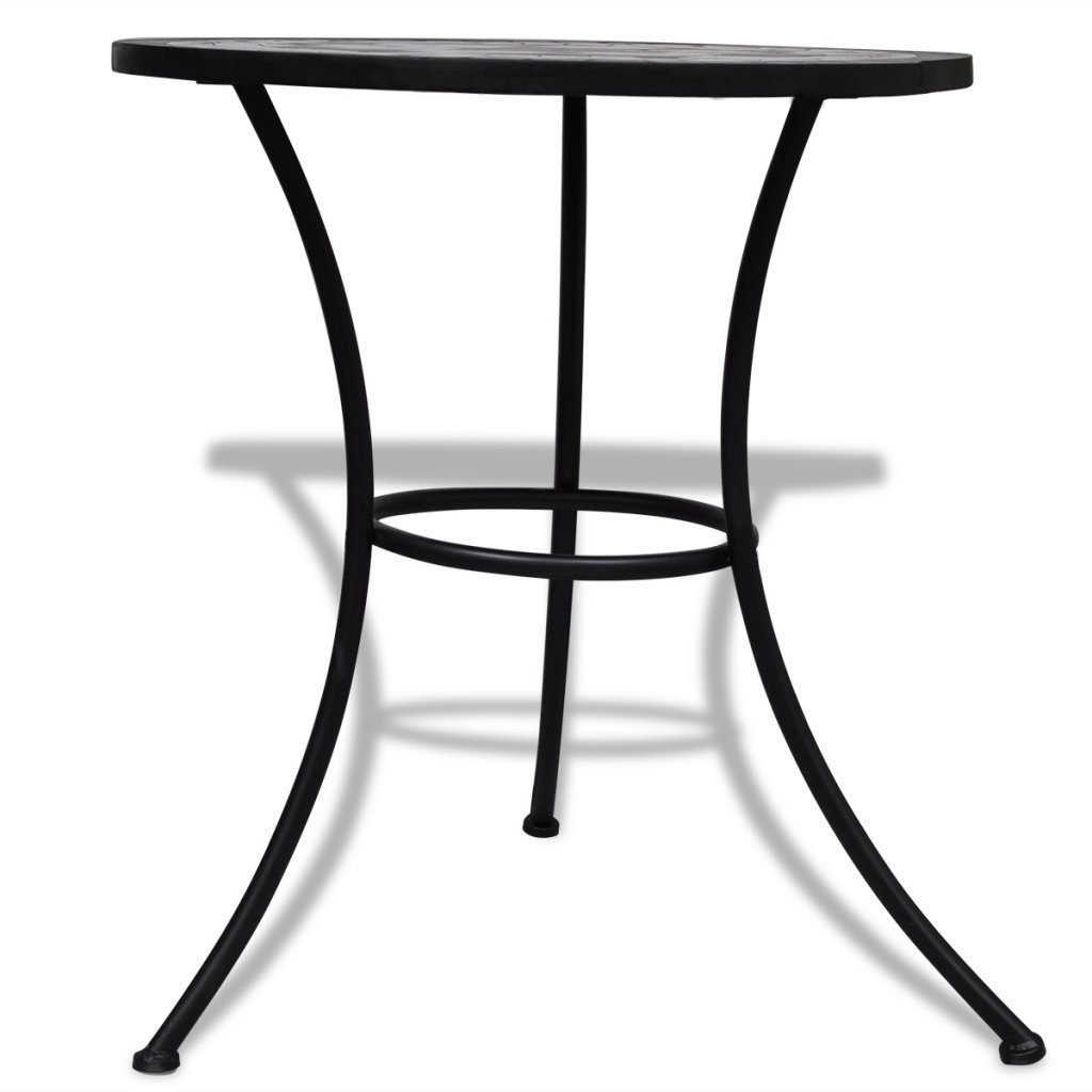 vidaXL Bistro Dining Table - Black & White Mosaic Ceramic Tabletop with Powder-Coated Iron Frame | Perfect for Balcony, Garden, Patio & Outdoor Dining | Durable & Stylish for Restaurants, Cafes & Home Decor