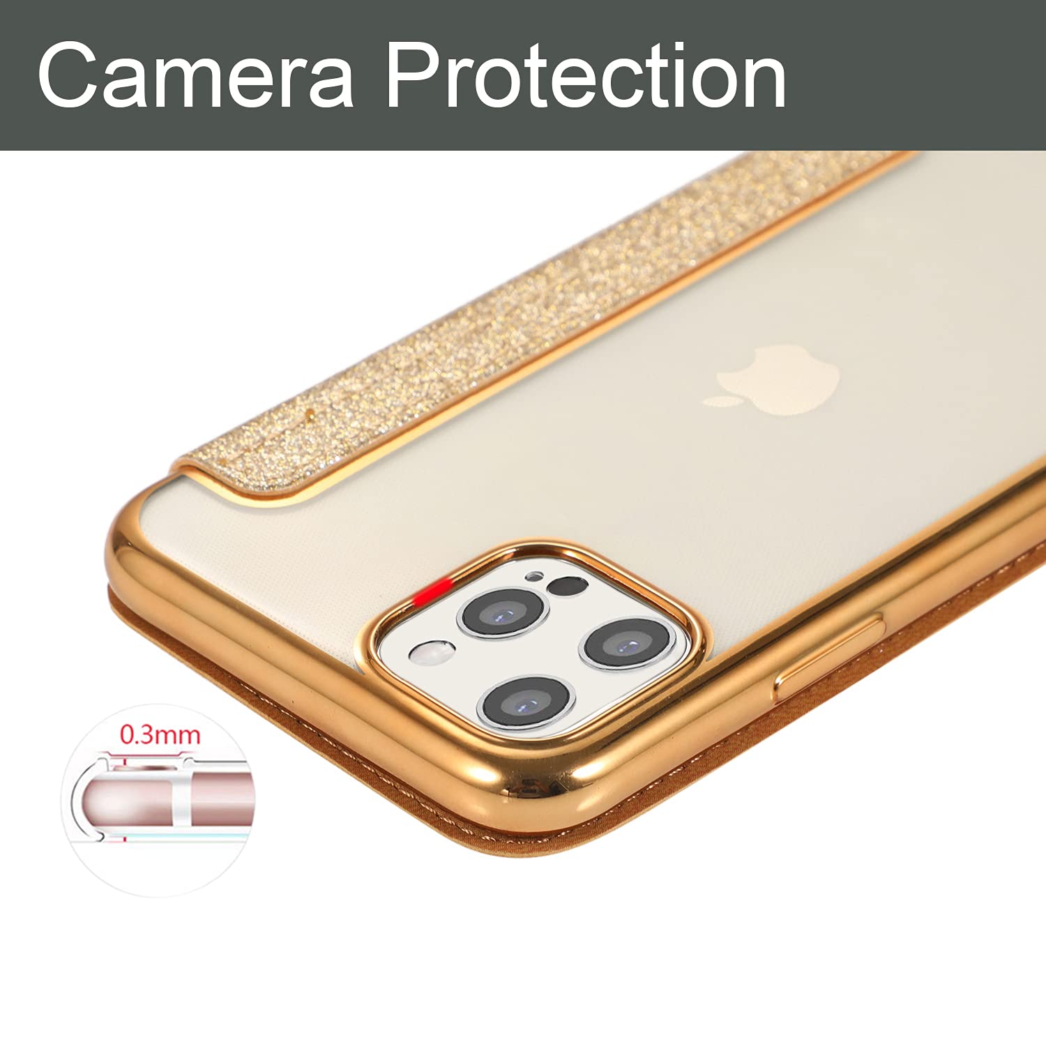 iPhone 12 Pro Max Wallet Case - Bling PU Leather Folio with Clear TPU Back & Card Slots | Slim Protective Cover for iPhone 12 Pro Max (Glitter Silver) | Perfect for Everyday Use, Travel & Business Meetings