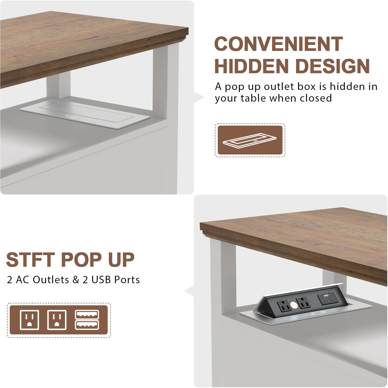 HIFYOBRO Narrow End Table with Flip Top Charging Station - White Side Table with Adjustable Shelf & Power Outlets - Nightstand with Storage for Living Room, Bedroom - Perfect for Small Spaces & Device Charging