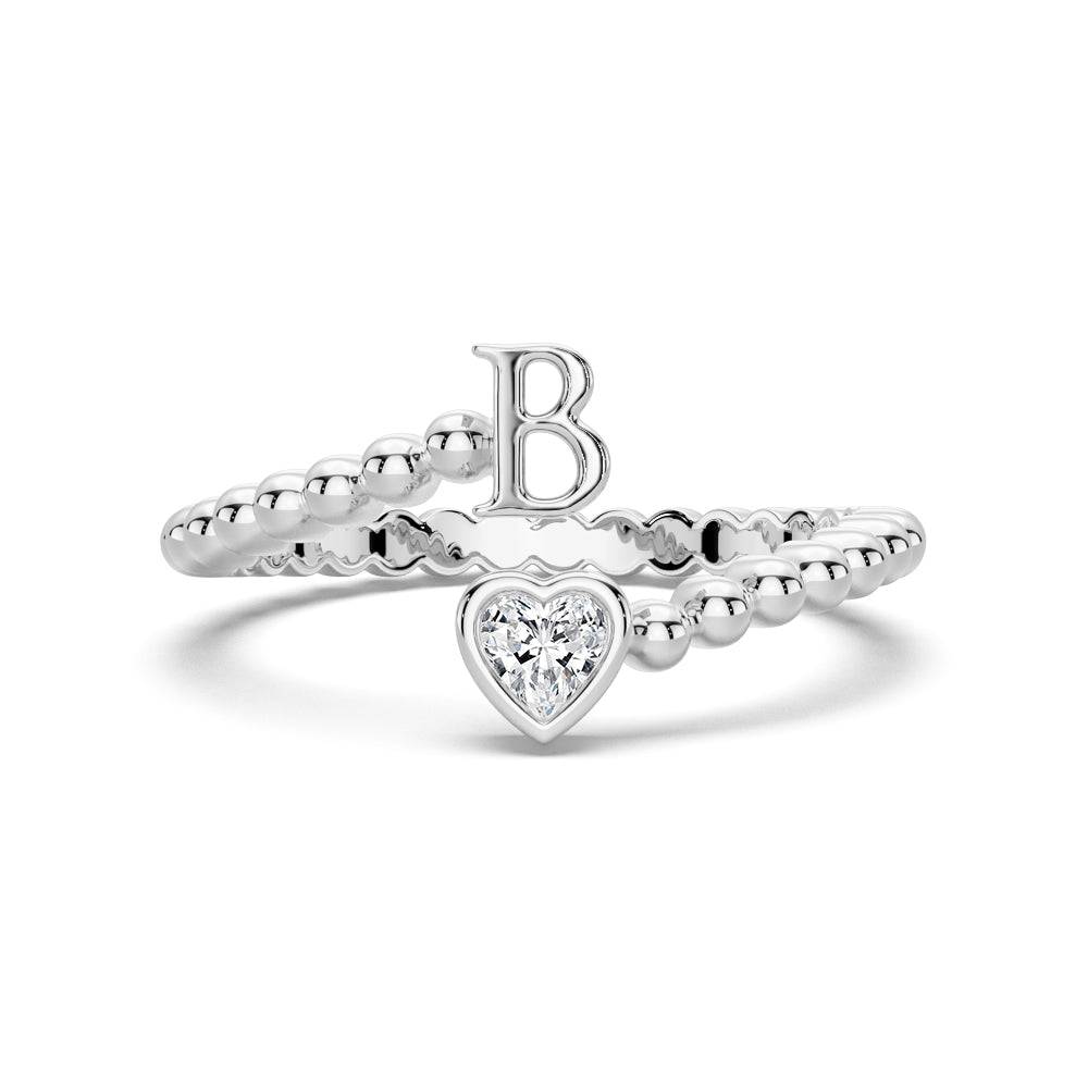 Lab Grown Diamond Personalized Initial Promise Ring for Women - Custom Engraved 14K Gold/White Gold Name Letter Ring - Perfect for Anniversaries, Engagements & Special Occasions