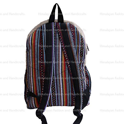 Premium Hemp Backpack - 100% Organic & Handmade Large Laptop Bag with Multiple Pockets | Eco-Friendly Travel Backpack for Women & Men | Water Bottle Holder & Laptop Sleeve | Boho Wolf Design - Perfect for Work, College & Outdoor Adventures