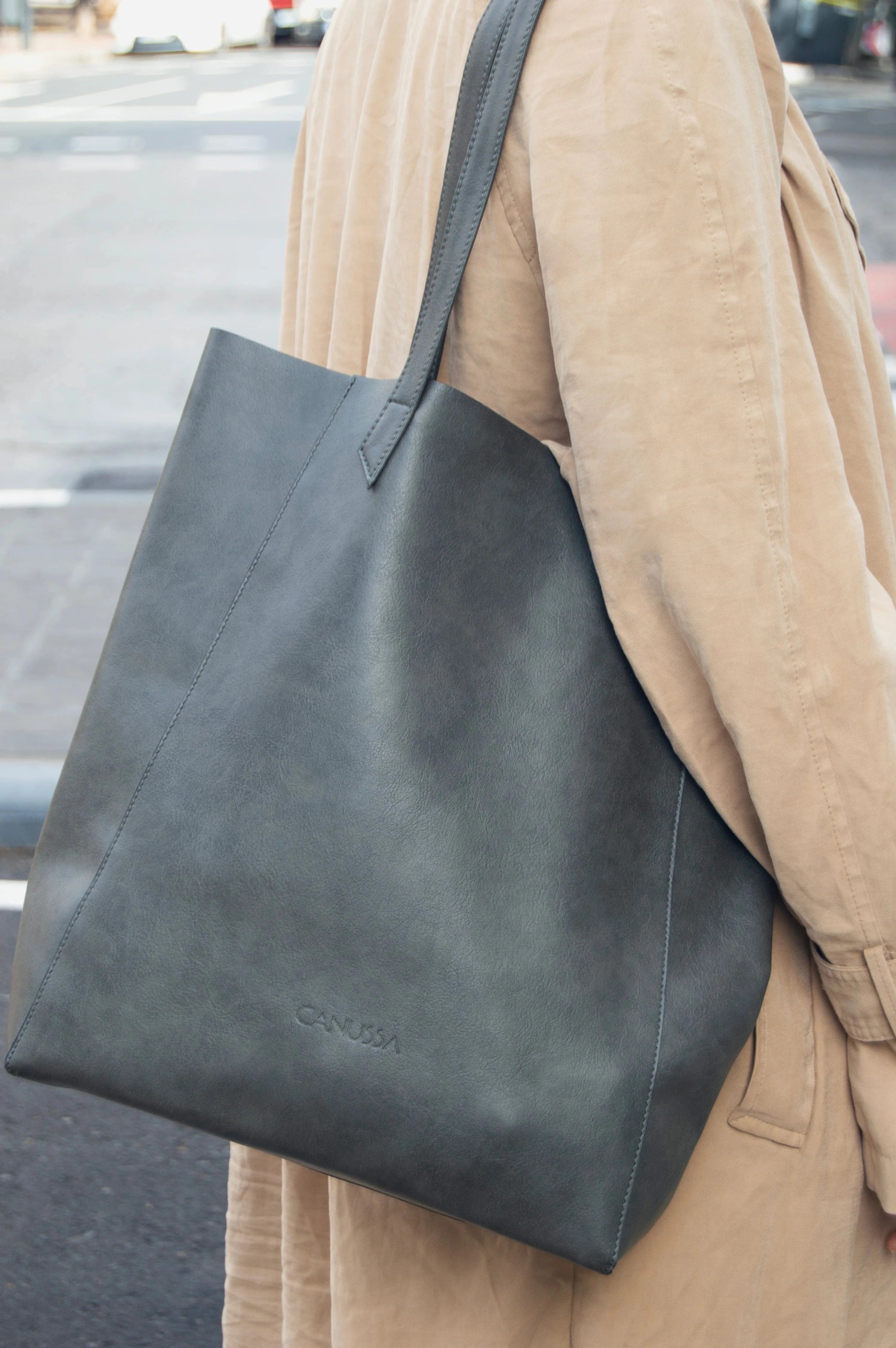Eco-Friendly Vegan Leather Everyday Tote Bag for Women - Lightweight & Durable Grey Handbag | Perfect for Work, Travel & Shopping