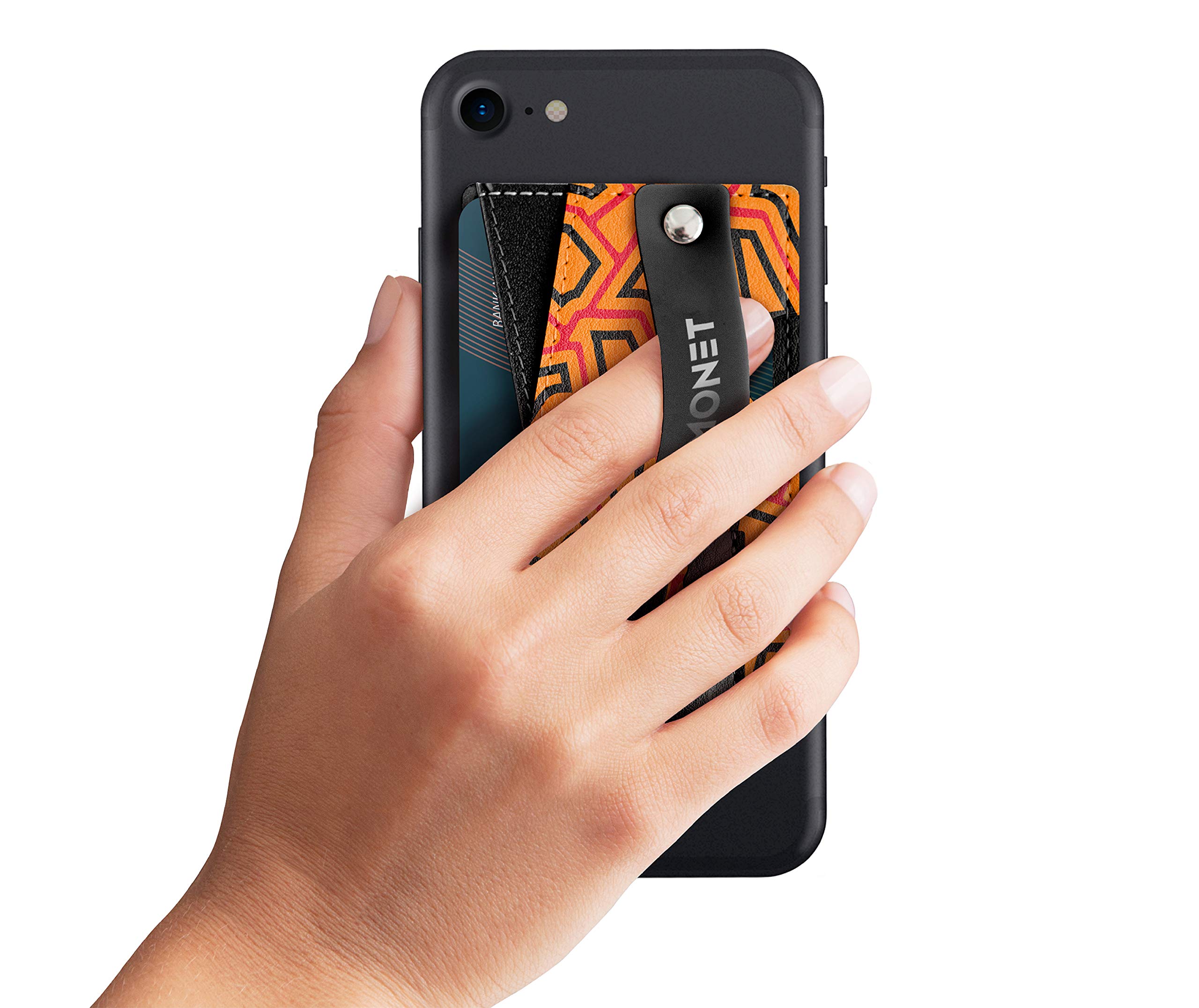 Monet Wallet Phone Grip with Kickstand - Giraffe Pattern Slim Card Holder & Phone Stand for iPhone Samsung - Perfect for Travel, Shopping, and Hands-Free Video Calls