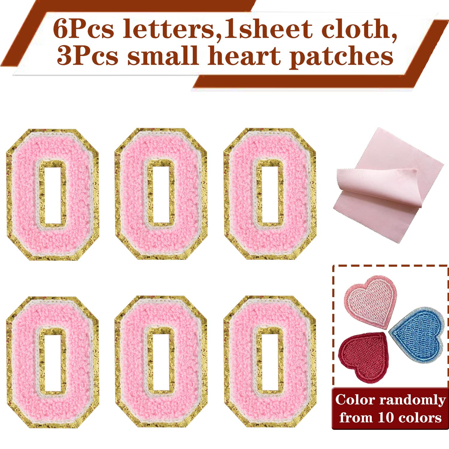 Custom Iron On Letters & Glitter Patches for Clothing - 6Pieces Pink Letter Stickers (3.14inch Height) for Jackets, Hats & DIY Crafts - Perfect for Personalizing Denim, Backpacks & Gifts