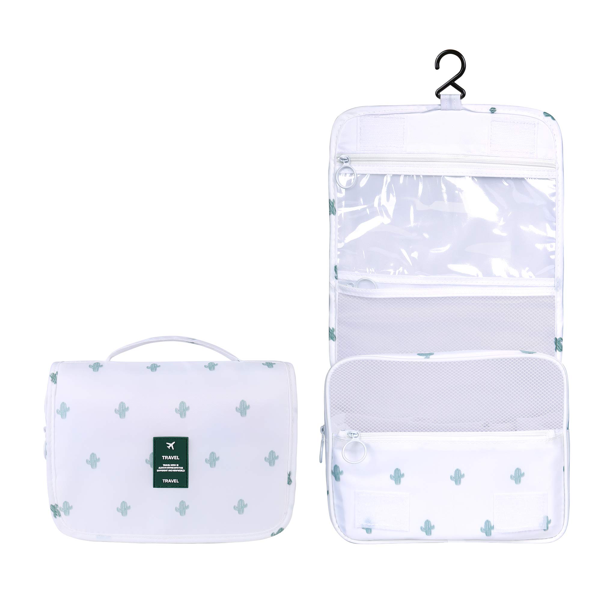 Luxtude Waterproof Hanging Toiletry Bag for Women - Travel Cosmetic Organizer with Hook for Shower, Bathroom & On-the-Go | Perfect for Camping, Gym & Business Trips (White)