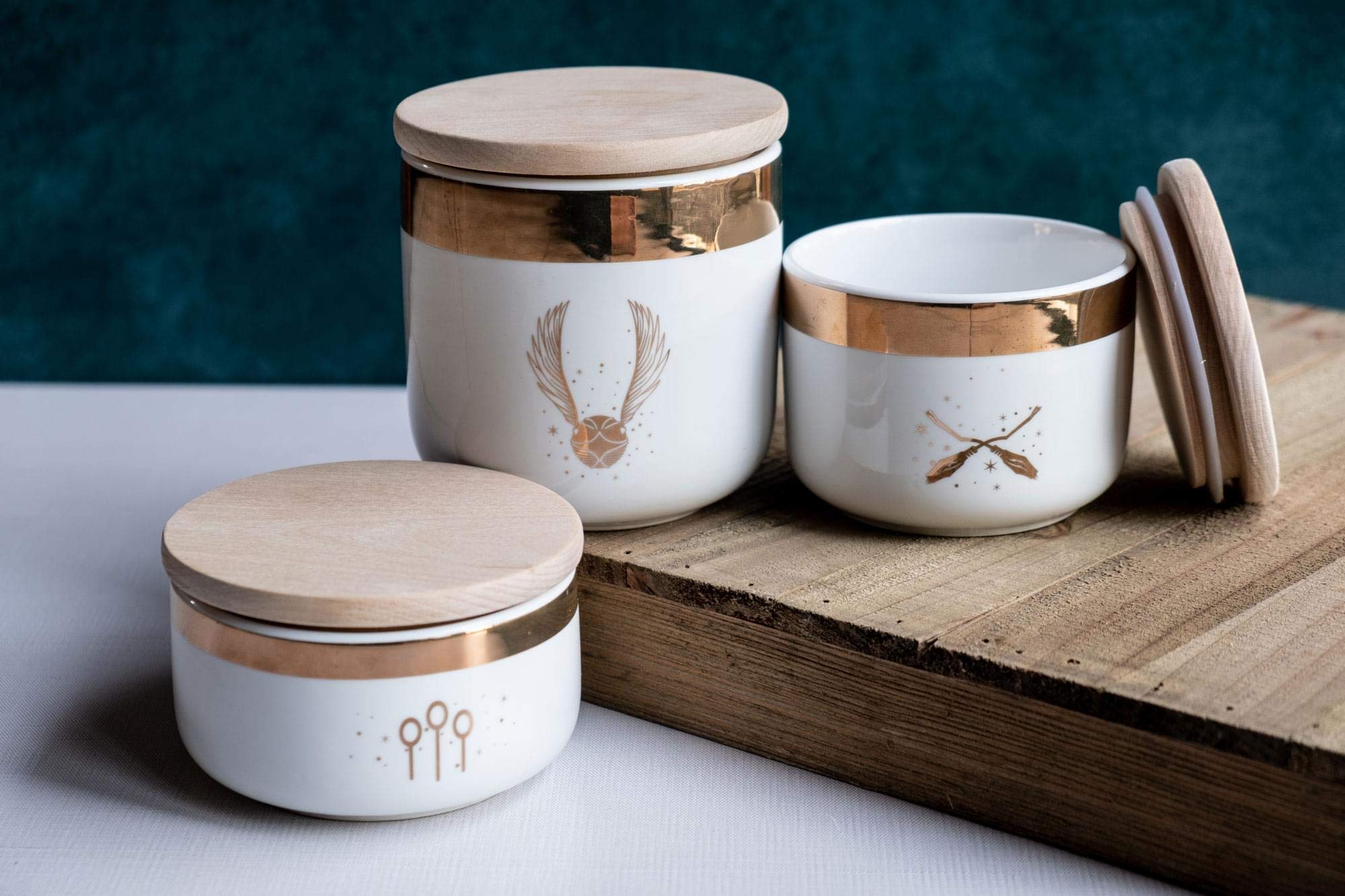 Harry Potter Quidditch Ceramic Storage Jars 3-Pack - Airtight Food Containers for Cookies, Candy, Spice, Flour & Sugar - Kitchen Canisters Set with Lids - Perfect for Harry Potter Fans, Baking & Pantry Organization