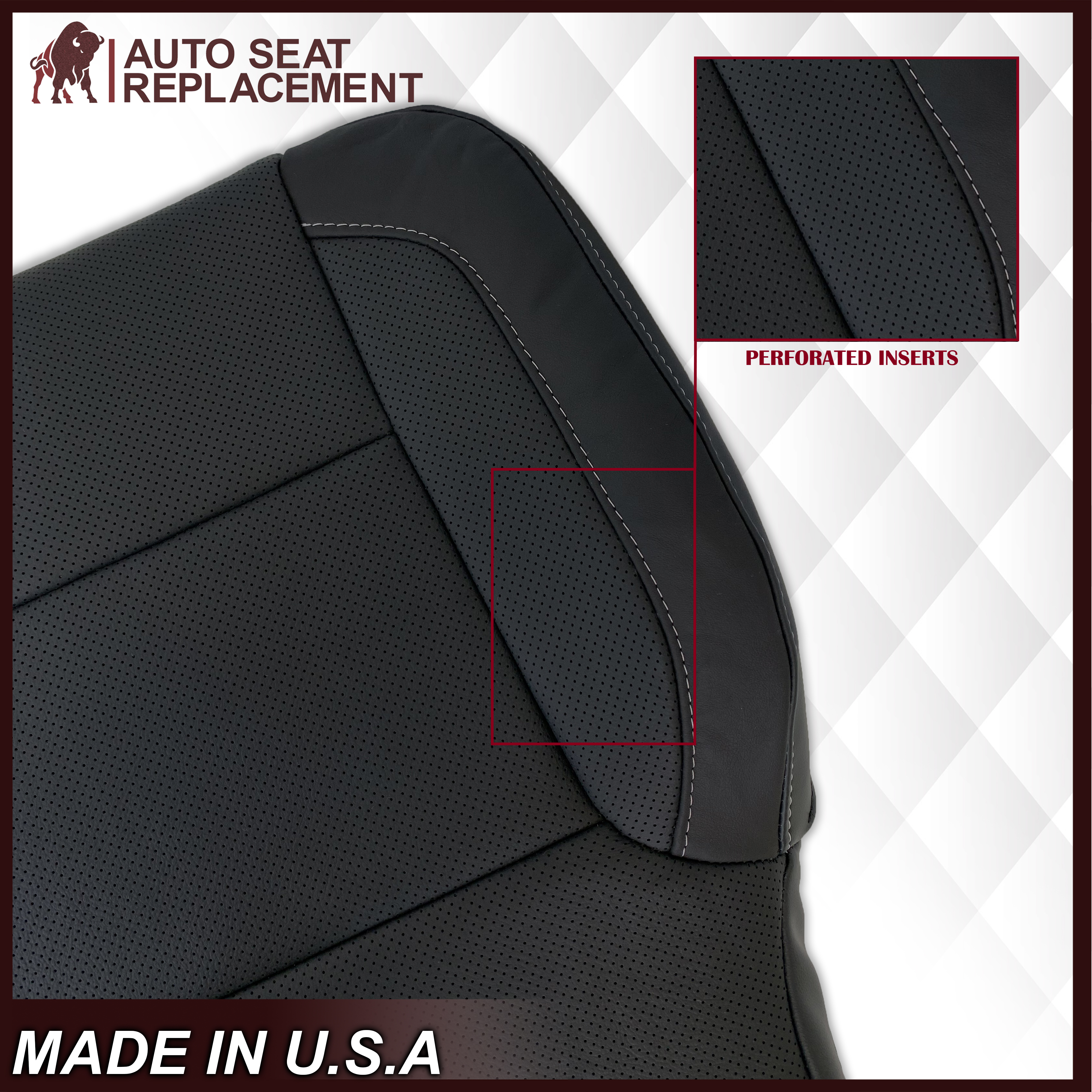 2014-2019 Chevy Silverado Tahoe Suburban & GMC Yukon Perforated Leather Seat Covers - Black, Gray or Tan - Premium Replacement Seat Covers for Comfort & Style - Perfect for Road Trips, Daily Commute & Truck Enthusiasts