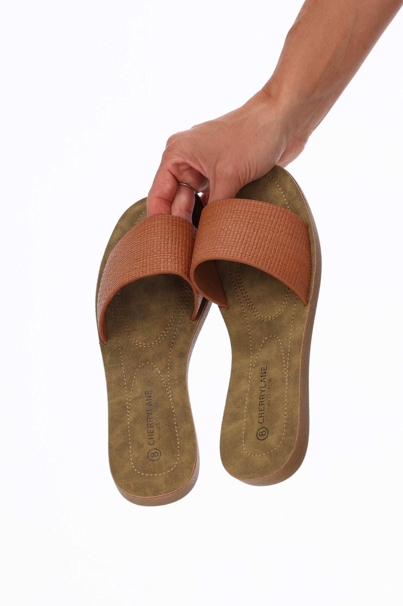 Cherry Lane Alyssia Slide Sandals for Women - Comfortable Tan Summer Slides with Soft Cushioning | Perfect for Beach, Pool, and Casual Outings