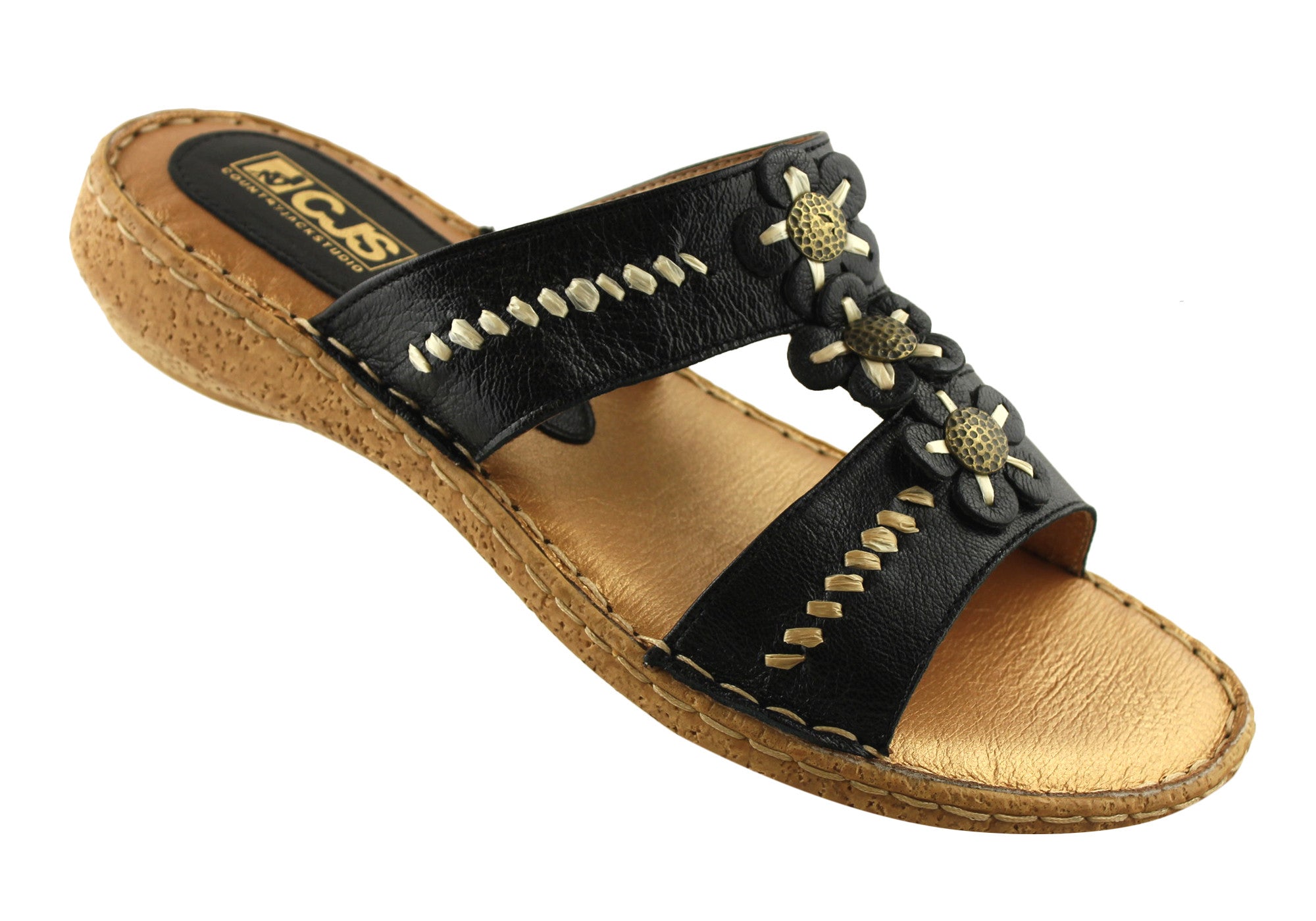 Country Jacks C391 Women's Comfort Sandals - Italian Made Leather Summer Sandals for Walking, Travel & Beach Vacations