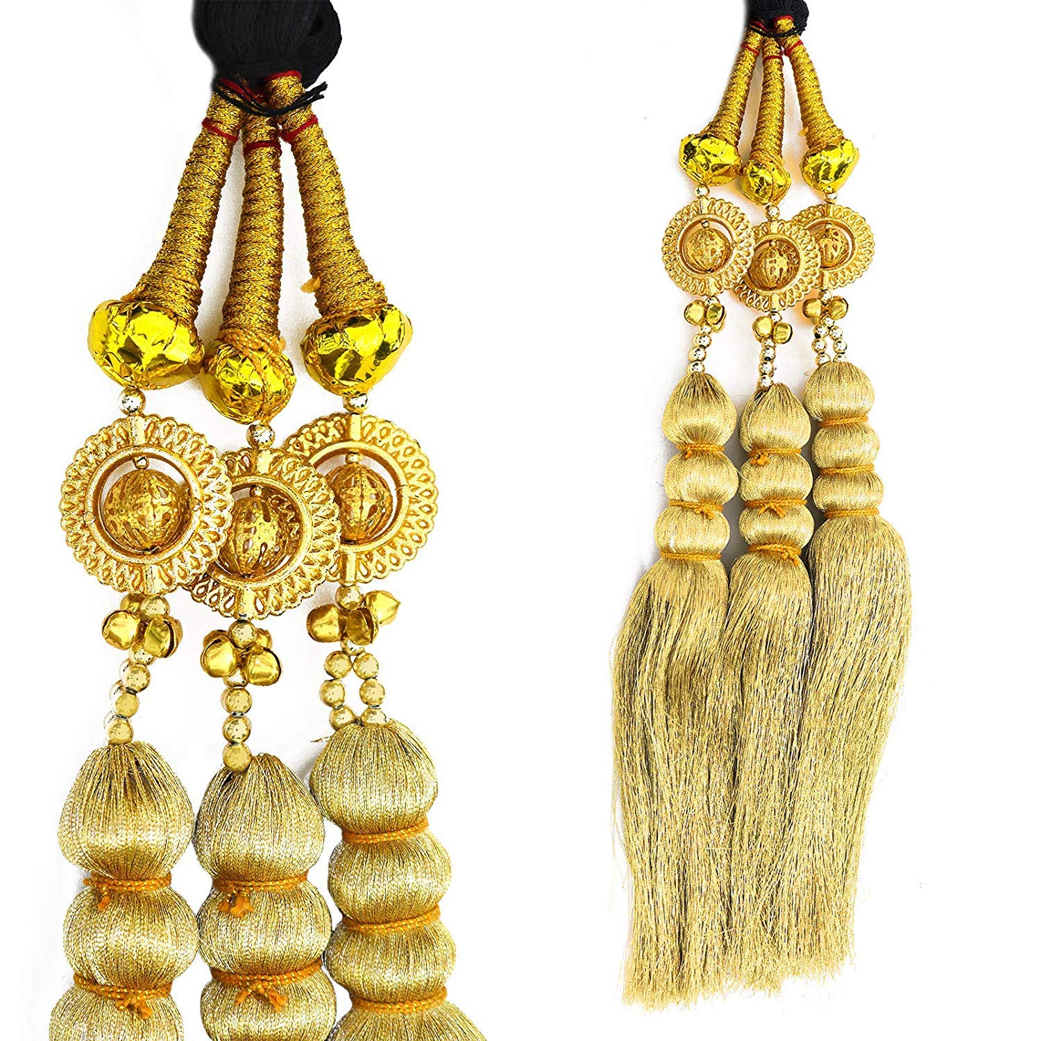 Paradise® Tassel Hair Extensions for Women & Girls - Golden Pearl Hair Parandi for Braiding | Perfect for Weddings, Parties & Special Occasions