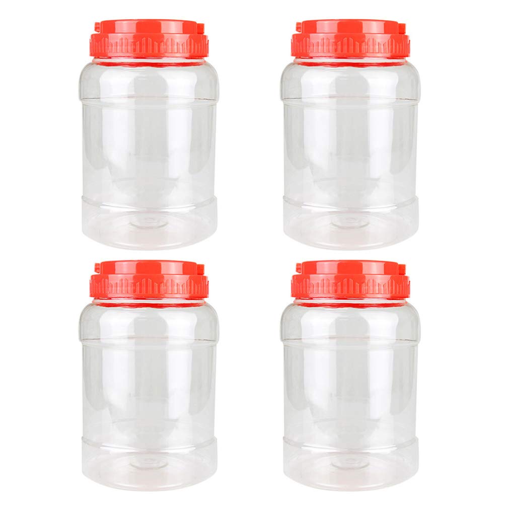 Hemoton 4-Piece Clear Plastic Storage Jars - Airtight Food Containers for Kitchen Pantry, Tea, Coffee, Spices & Dry Goods | Perfect for Organizing & Storing Snacks, Flour, Sugar, Cookies & More