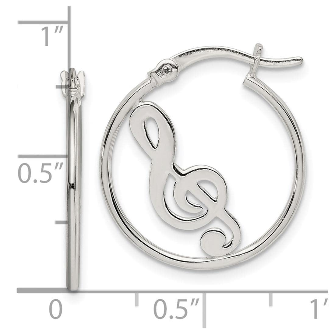 925 Sterling Silver Polished Music Note Hoop Earrings for Women - Elegant Musical Jewelry Gift for Musicians, Music Lovers - Perfect for Concerts, Performances & Everyday Wear