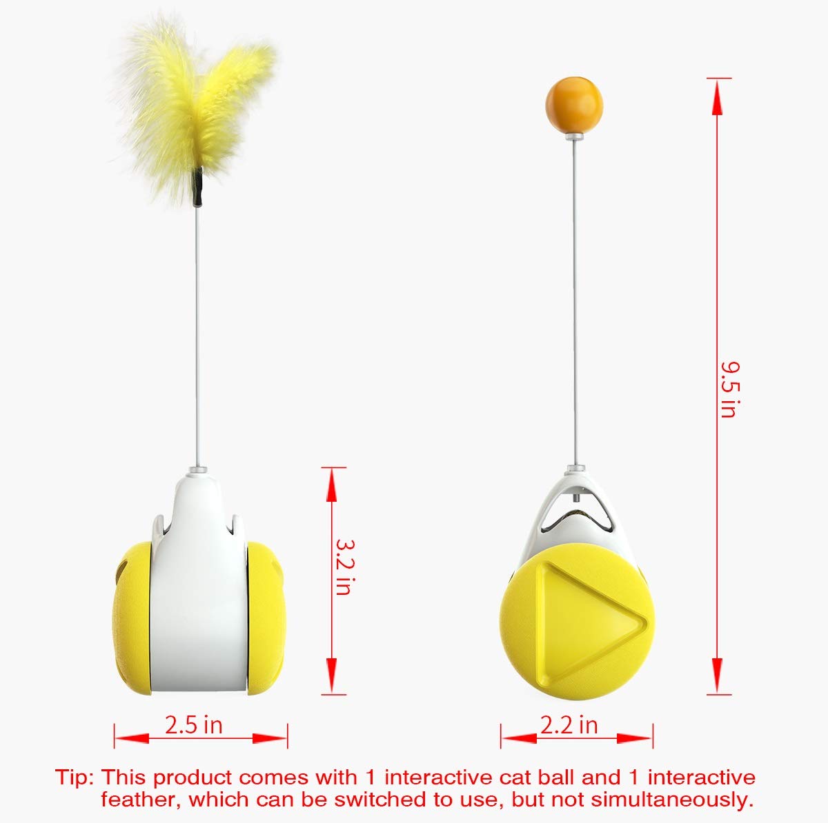 Interactive Catnip Ball Toy for Indoor Cats - 360° Self-Rotating Chaser & Balance Swing Car Toy (Yellow) | Fun Exercise & Stress Relief for Kittens & Adult Cats