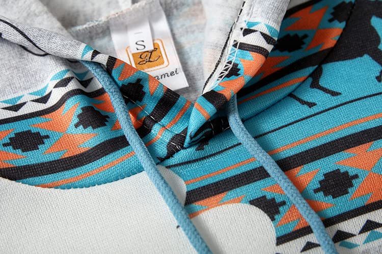 Vintage Aztec Hoodie for Women - Western Pullover Sweatshirt for Fall Fashion