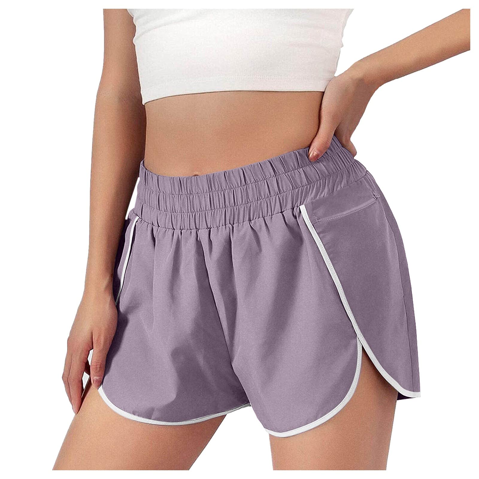 Women's Running Shorts with Pockets - High Waist Elastic Workout Athletic Pants for Softball & Training | Breathable Comfort for Gym, Jogging & Outdoor Sports