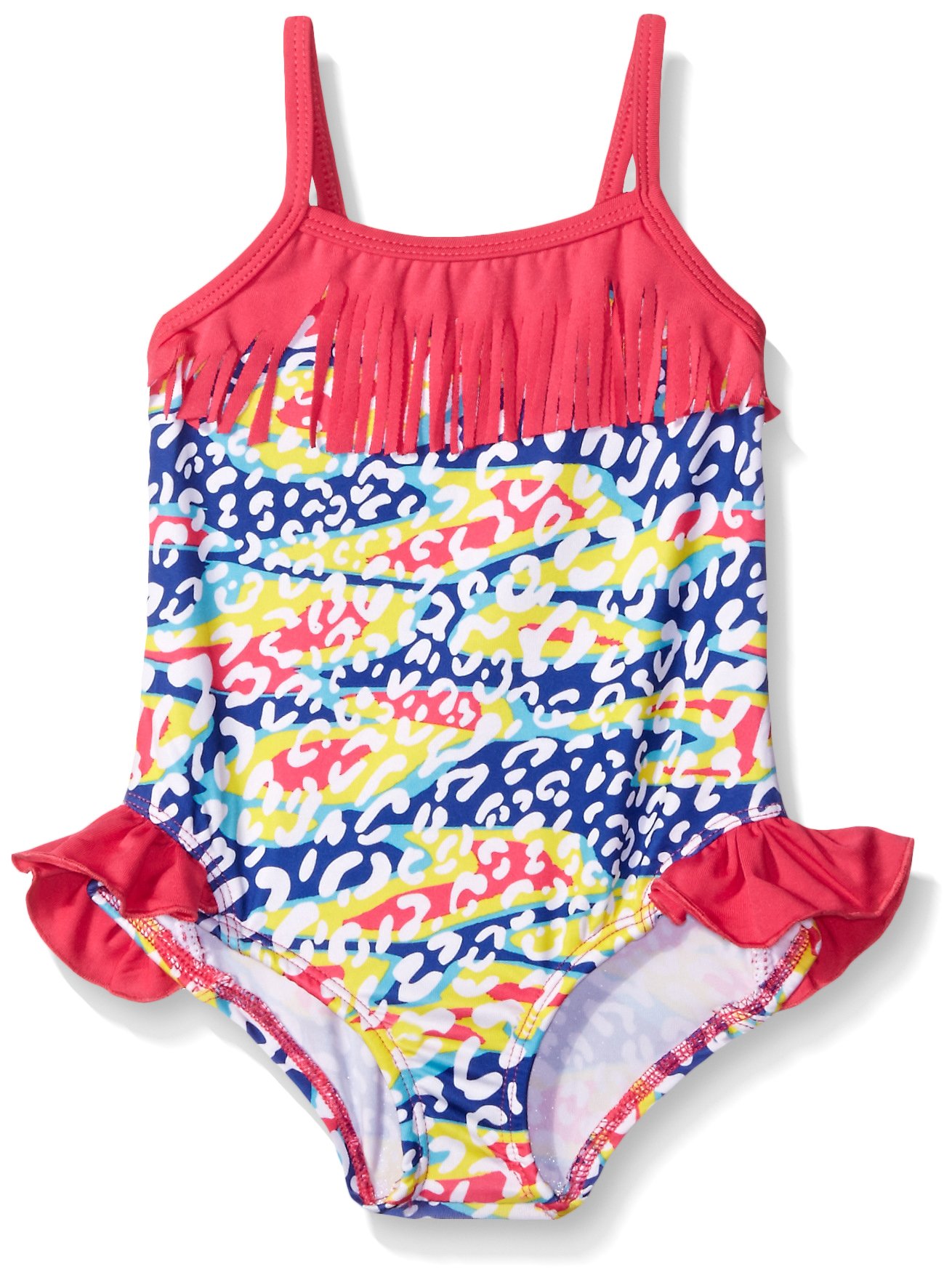 Pink Platinum Girls' One Piece Swimsuit with Fringe - Stylish Bathing Suit for Kids, Beach & Pool Party Wear, Summer Swimwear for Toddlers