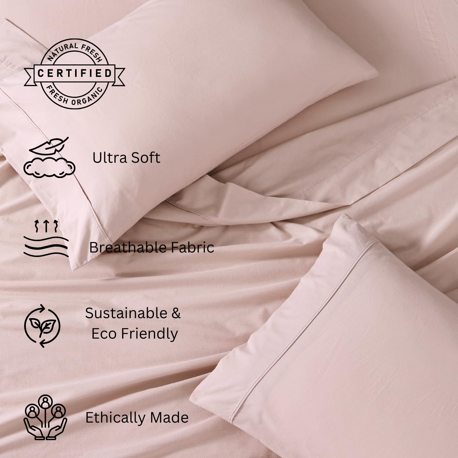 Organic Cotton Twin Sheet Set - 100% Premium Percale Bedding, 3-Piece Twin Size with 15