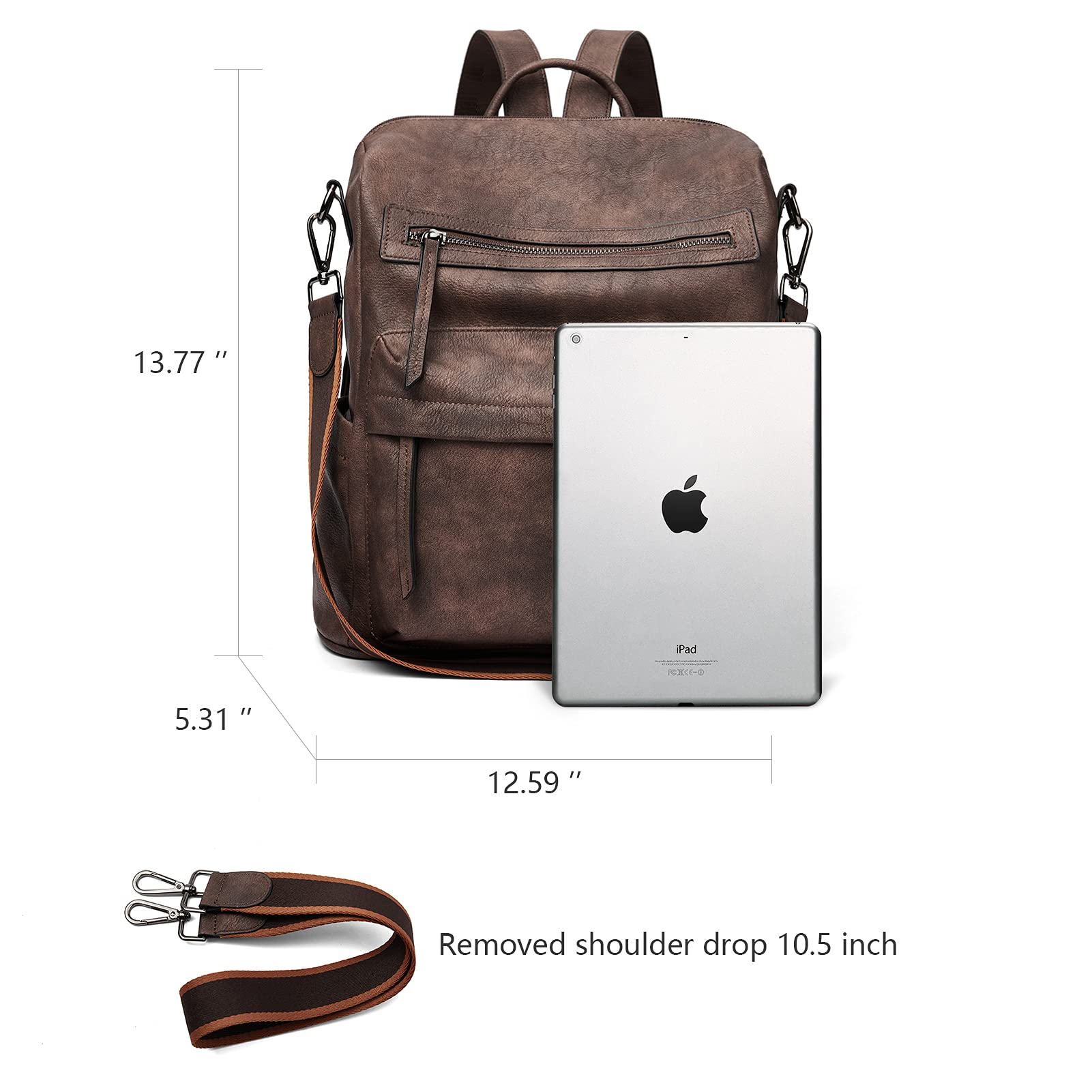Stylish BROMEN Leather Backpack Purse for Women - Fashionable Designer Shoulder Bag for Travel, Work & Daily Use | Large Capacity & Durable