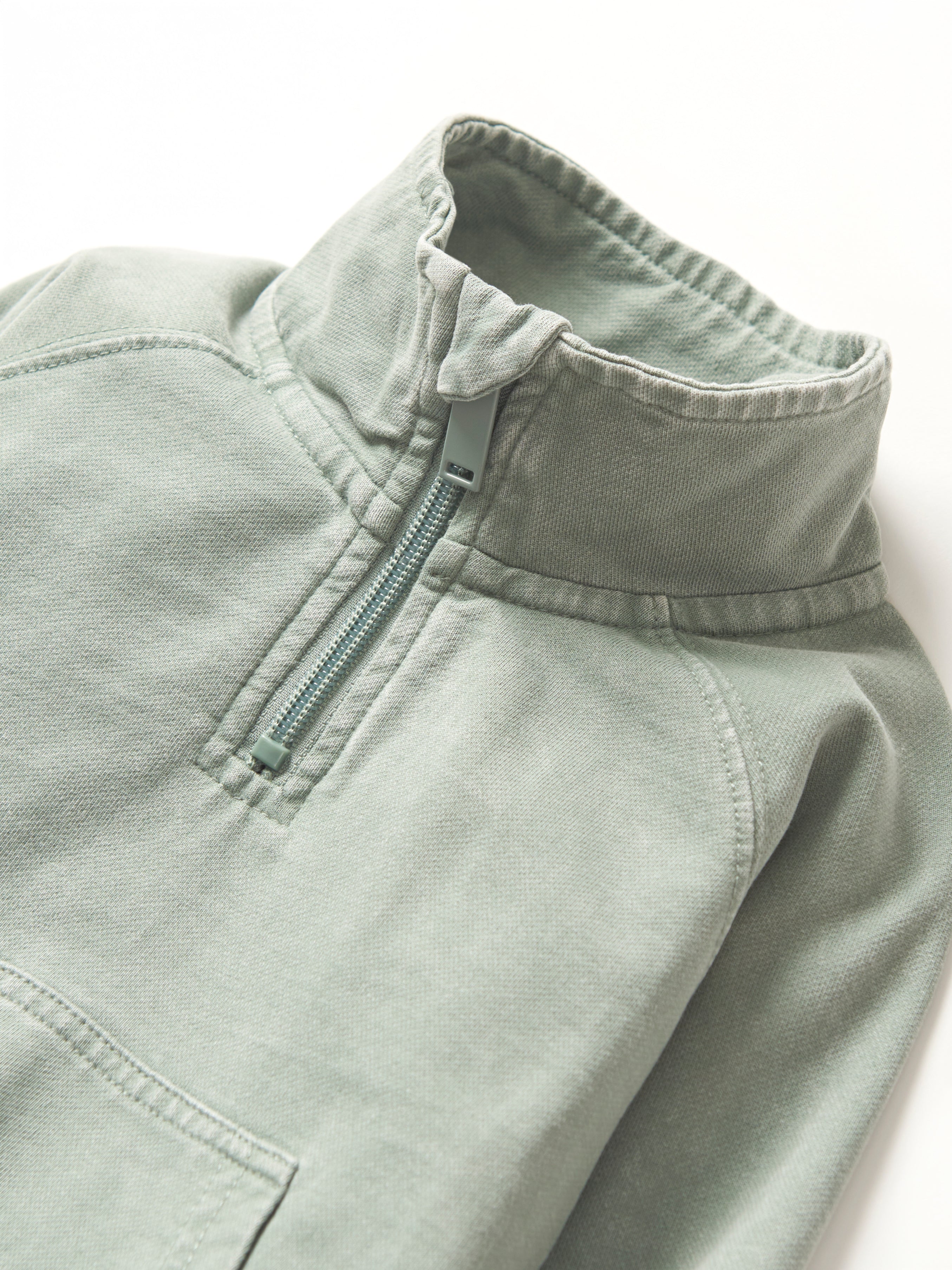 Men's Quarter Zip Pullover Sweatshirt - Soft & Comfortable Basil Wash Fleece for Casual Wear & Outdoor Activities