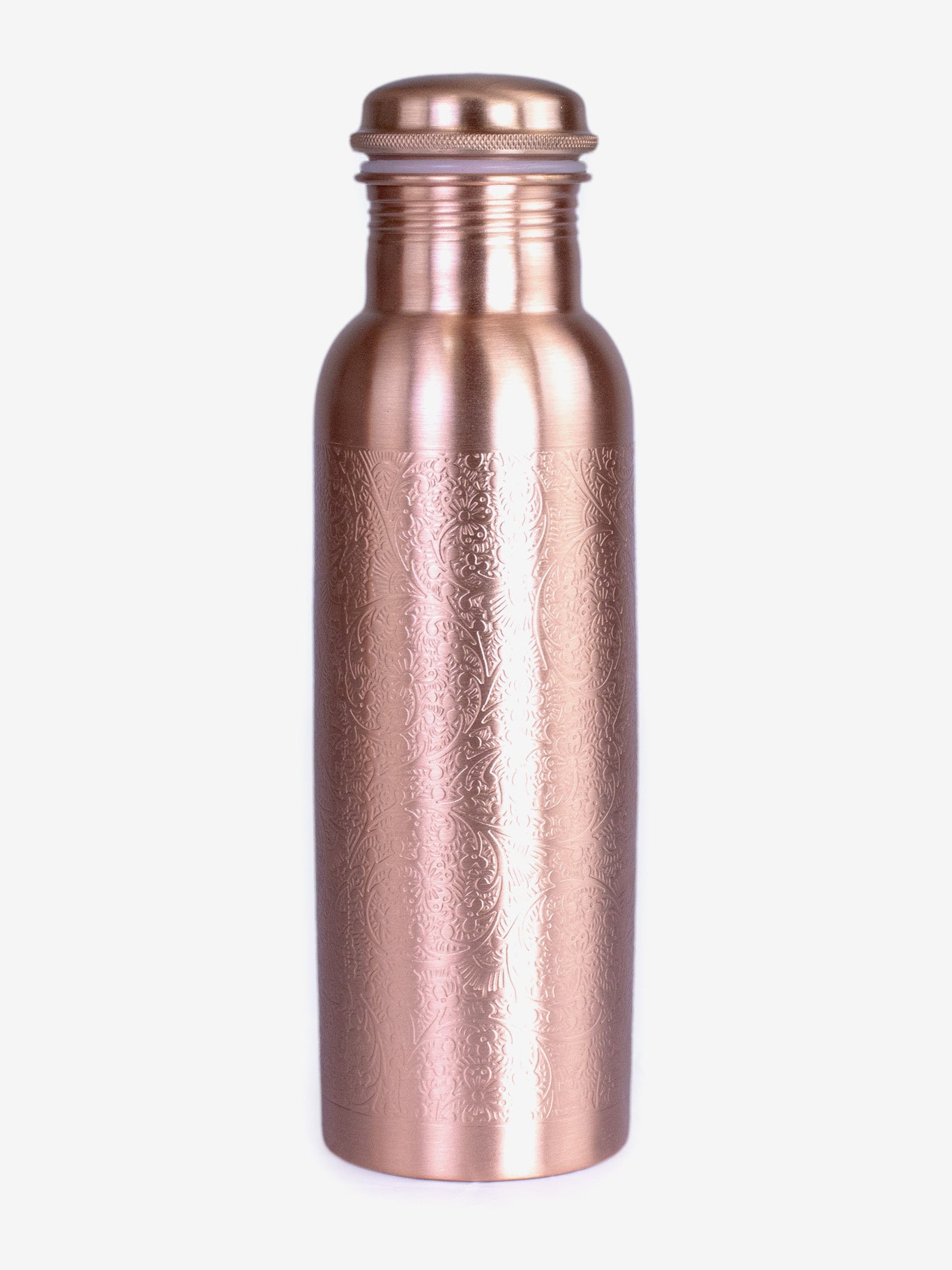 Copper Water Bottle for Yoga & Fitness - Floral Design, Leak Proof, Eco-Friendly | Perfect for Yoga, Gym, Hiking & Outdoor Activities