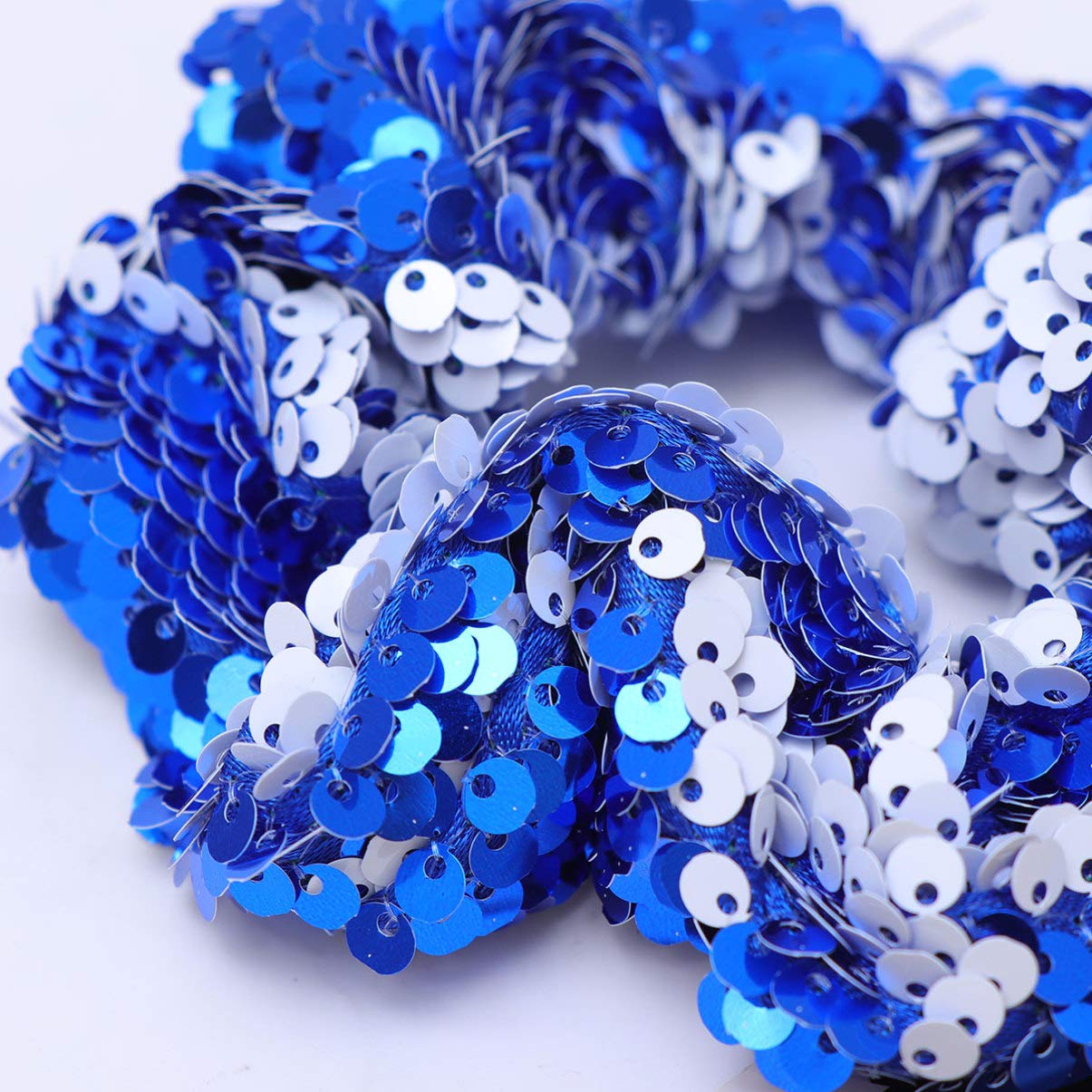 Sparkly Glitter Sequin Hair Scrunchies - Elastic Ponytail Holders & Hair Ties for Women & Girls (Blue) | Perfect for Parties, Weddings, and Everyday Hair Accessories