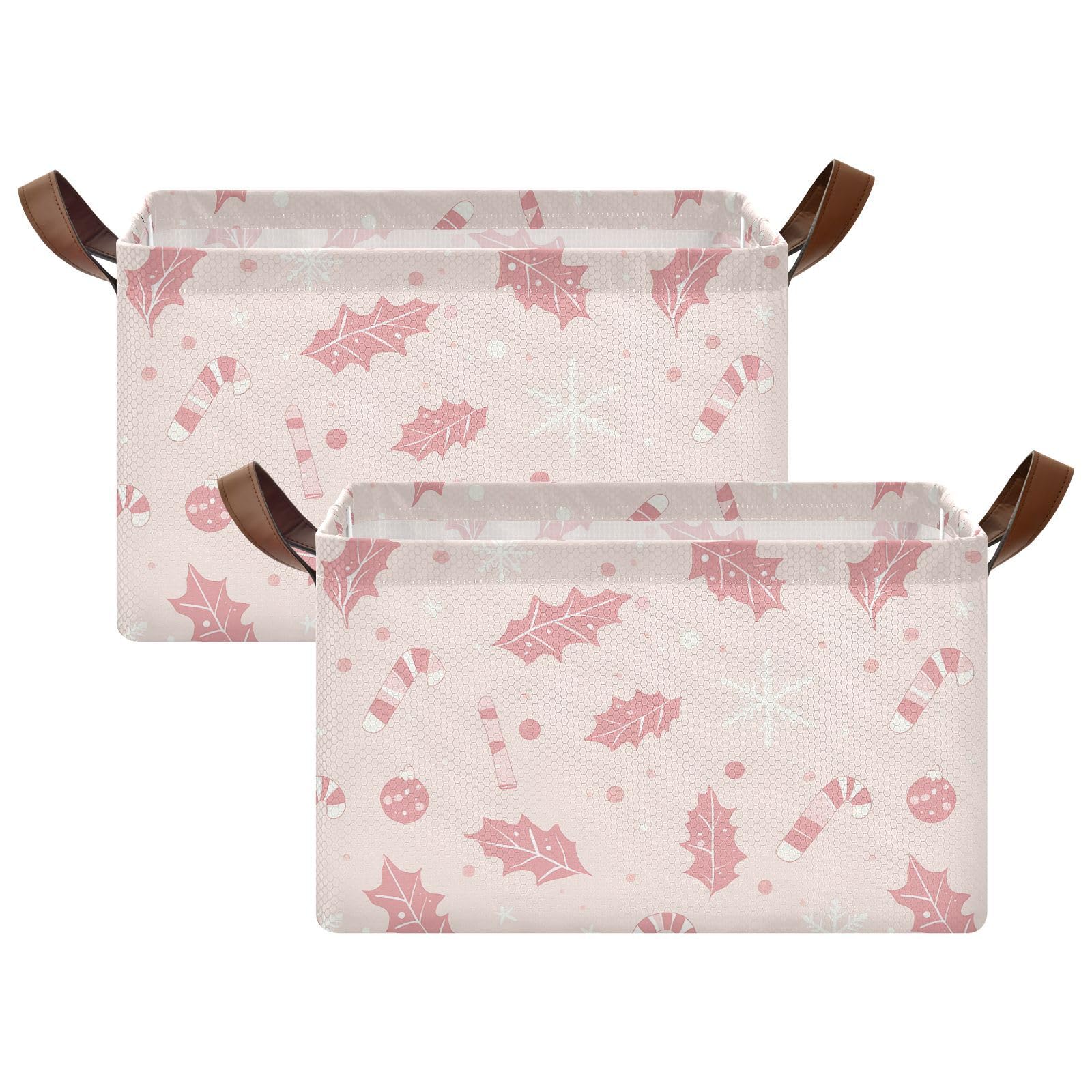 Holly Leaves Collapsible Storage Bins - Large Fabric Storage Box with Handles for Closet, Laundry, Shelves & Room Organization | Foldable Storage Basket for Home, Office & Dorm Use