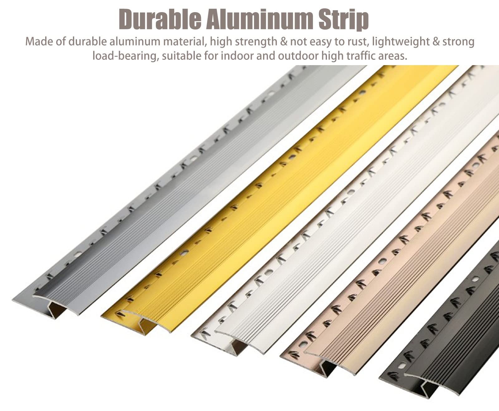MBROS Customizable Carpet Threshold Strip - Aluminum Alloy Transition Strip for Smooth Flooring Between Carpet to Wood, Tile & Hard Floors | Perfect for Doorways, Stair Edges & Room Dividers | Durable Home & Office Flooring Solution