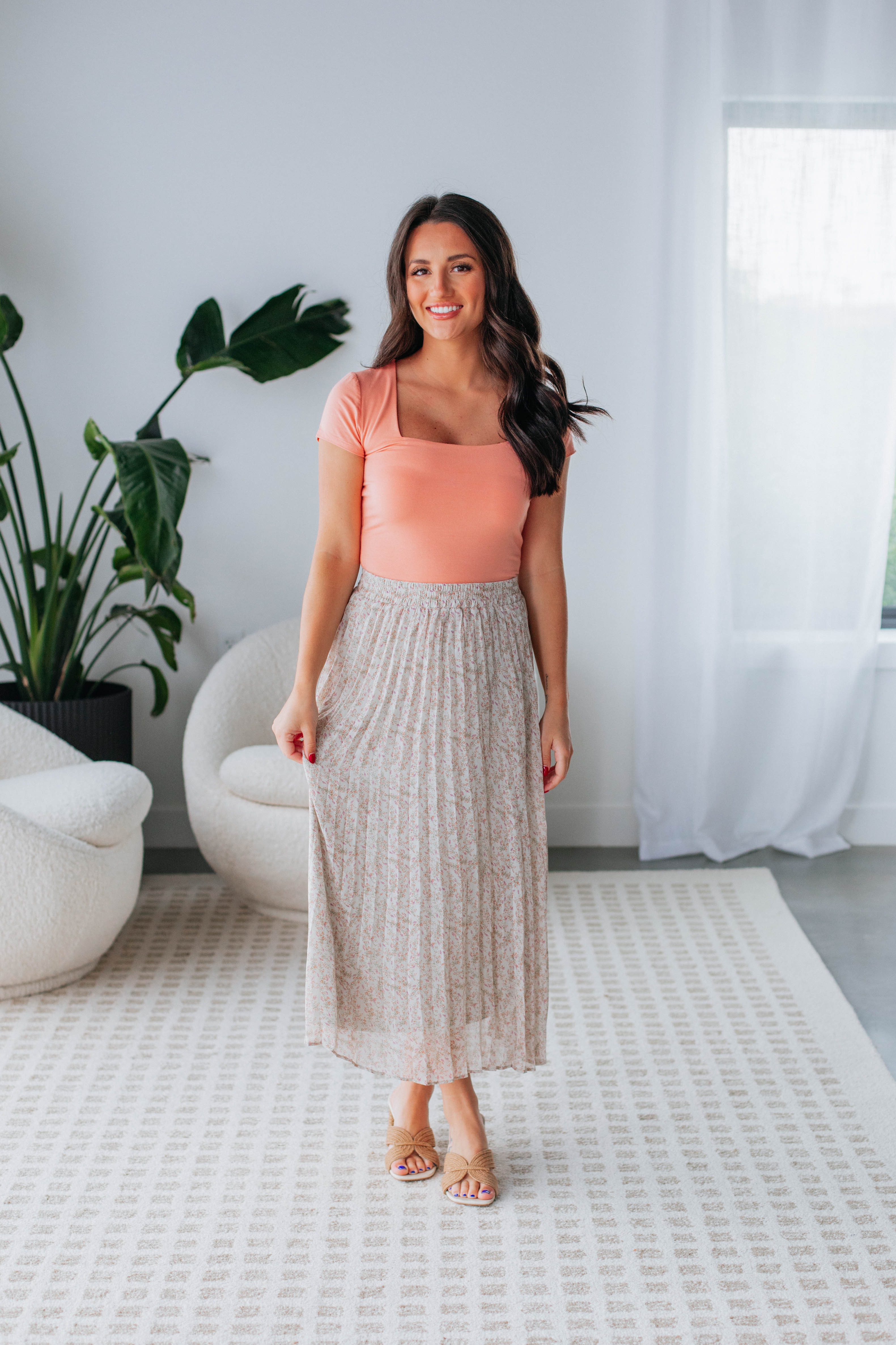 Orson Midi Skirt in Sage Mix - Women's A-Line Flowy Skirt for Casual & Office Wear | Perfect for Spring & Summer Outfits