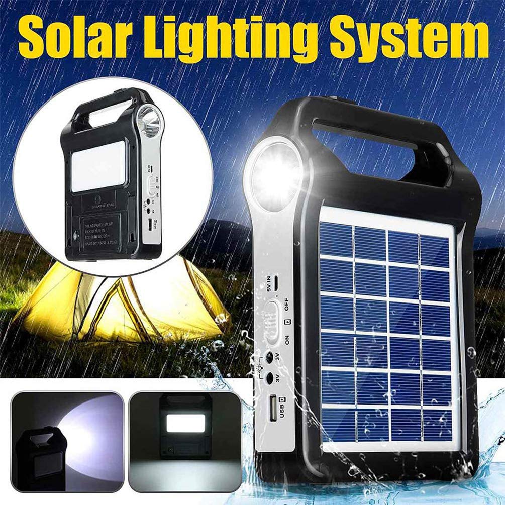 Portable Solar Generator with USB Charger - 6V 9W Solar Panel Power Bank for Camping, Emergency & Outdoor Activities - Rechargeable Solar Power System Kit for Home Use