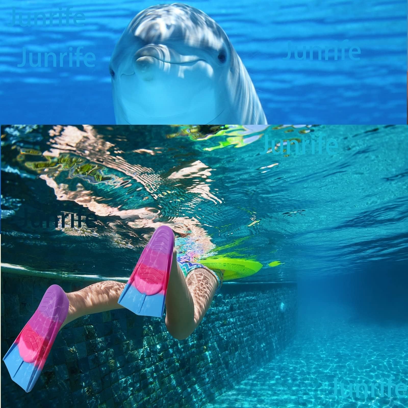 **Kids Swim Fins - Short Blade Non-Slip Heel Pool Training Flippers for Youth | Lightweight Design for Swimming Lessons & Water Play**
