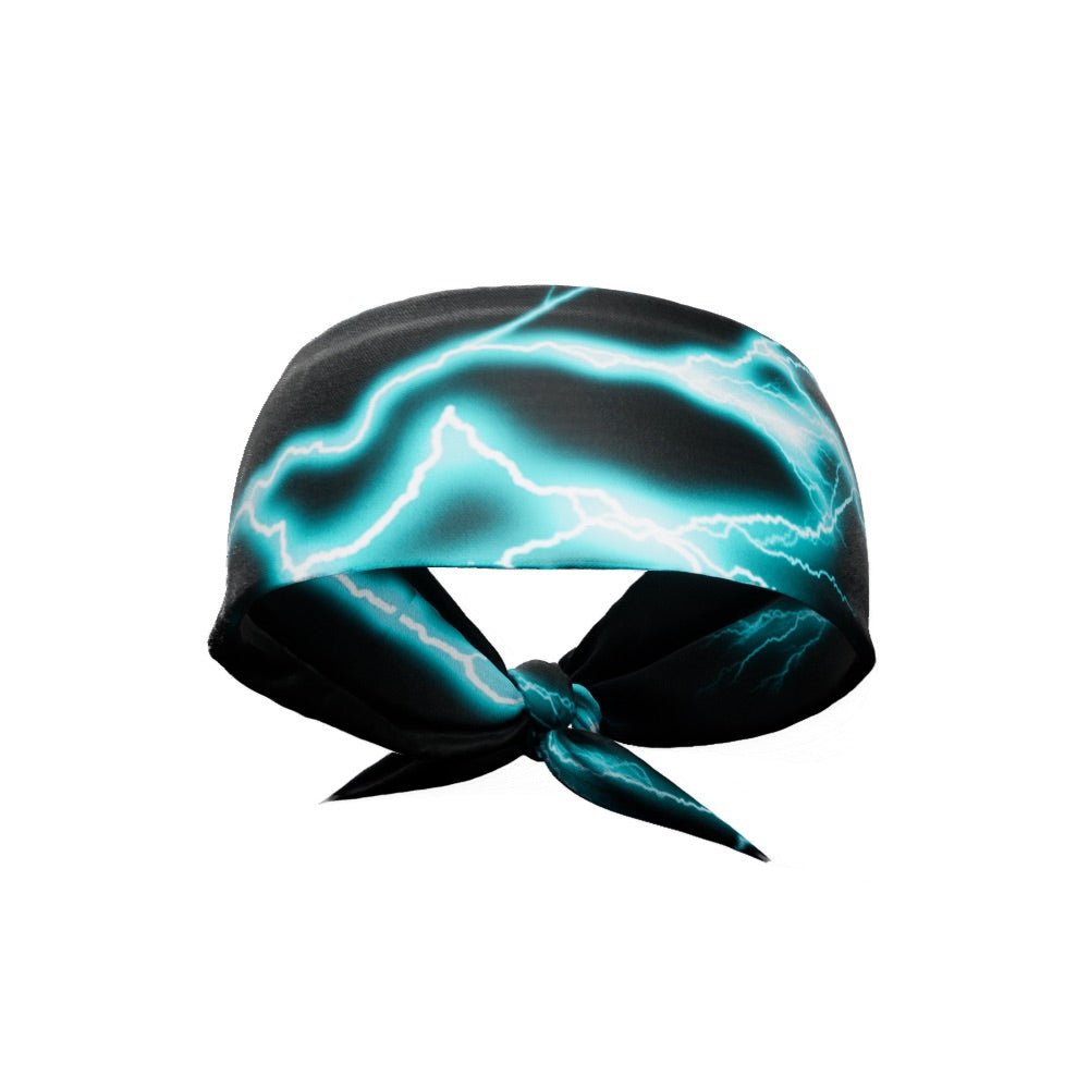 Cyan Lightning Tie Headband for Women & Men - Adjustable Sports Headband for Running, Yoga, Workout & Fitness - Sweat-Wicking Hair Accessory