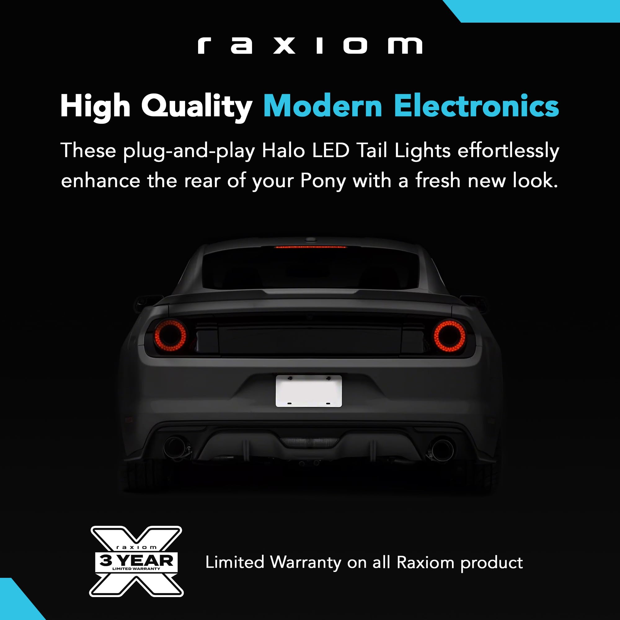 Raxiom LED Tail Lights with Smoked Lenses for Ford Mustang 2015-2020 - Iconic Style, Enhanced Visibility & Safety - Perfect for Night Driving & Car Shows