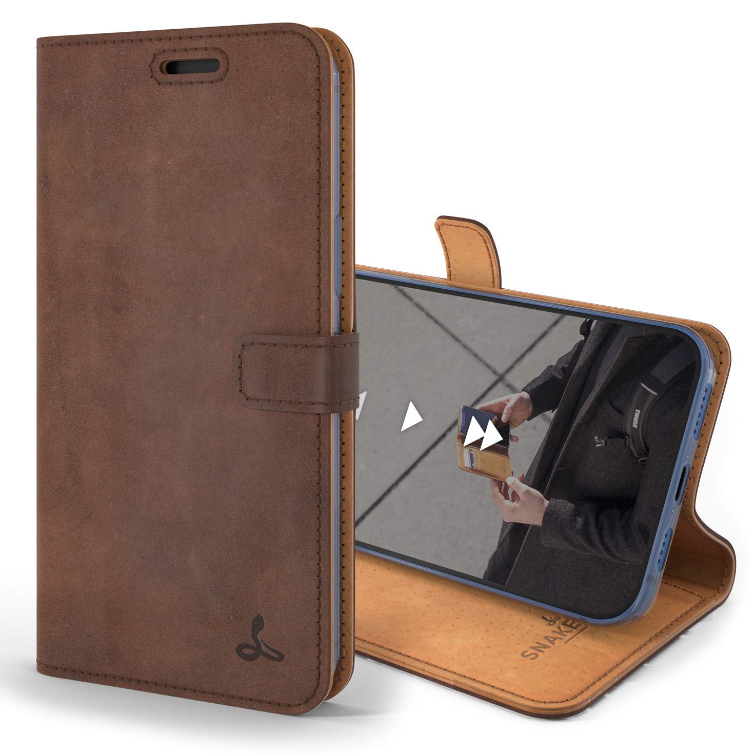 Premium Genuine Leather iPhone 12 Pro Wallet Case - RFID Blocking Flip Folio Cover with Card Slots & Viewing Stand - Slim Protective Phone Wallet for Men & Women | Perfect for Travel, Business & Everyday Use