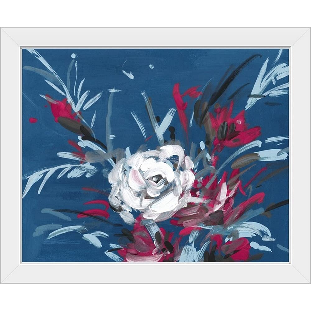 Blooming Night IV White Framed Floral Canvas Art Print - Modern Home Decor for Living Room, Bedroom & Office Wall