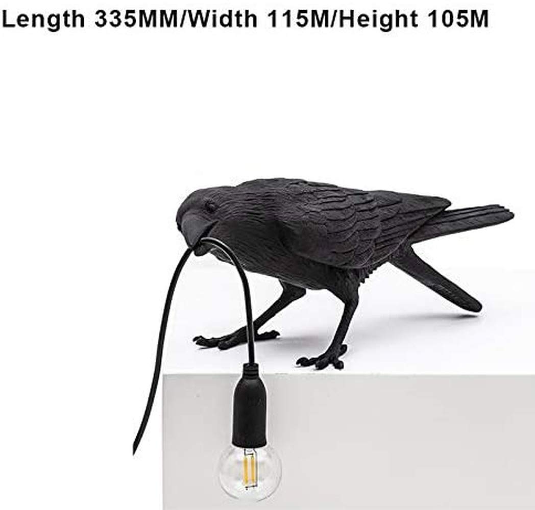 AUSUKY Bird Table Lamp - Elegant Crow Desk Lamp for Bedroom, Office & Living Room - Resin Decorative Lighting Fixture (White) - Perfect for Nightstand, Study Desk & Wall Sconce