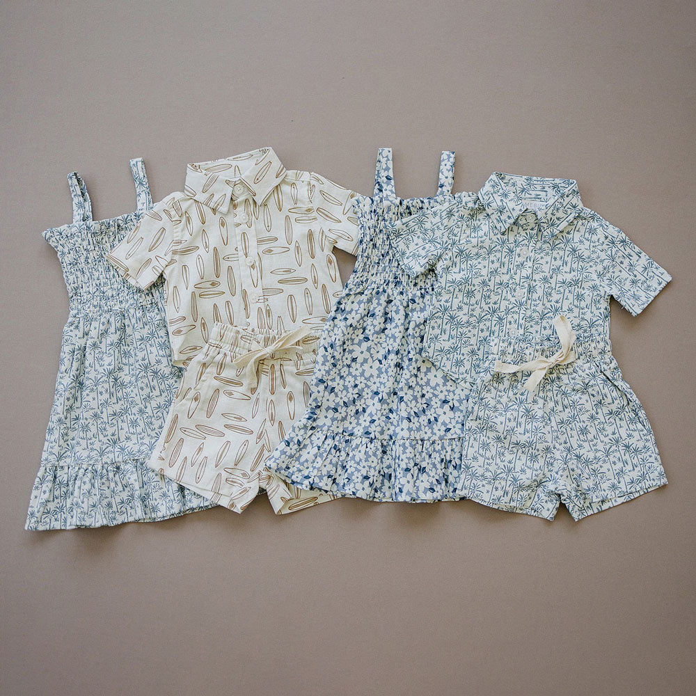 Stylish Linen Dress with Palm Tree Print - Perfect for Beach Vacations, Summer Outings & Boho Fashion