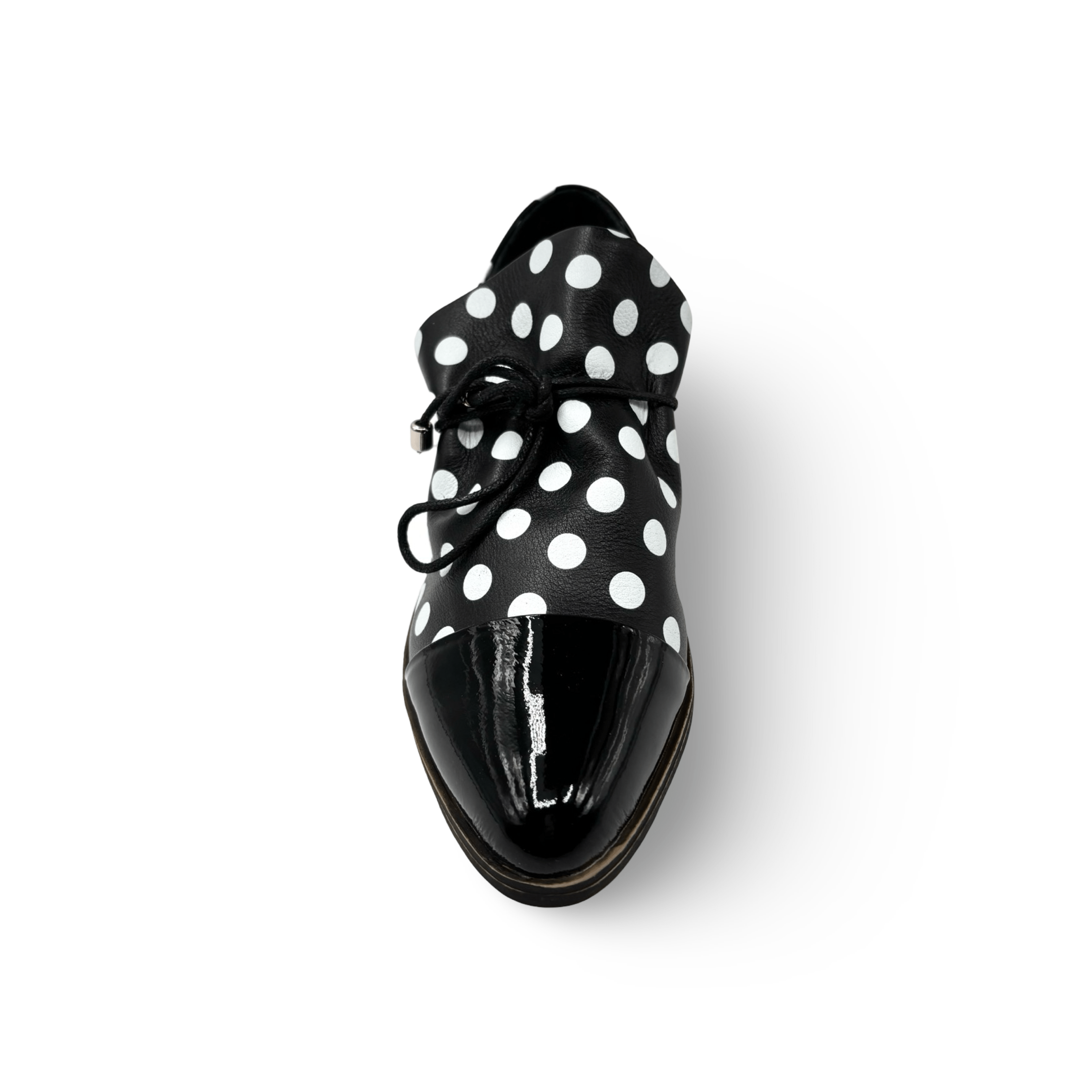 Kotty Black and White Spot Flat Shoes - Women's Casual Slip-On Flats for Work, Office, and Everyday Wear