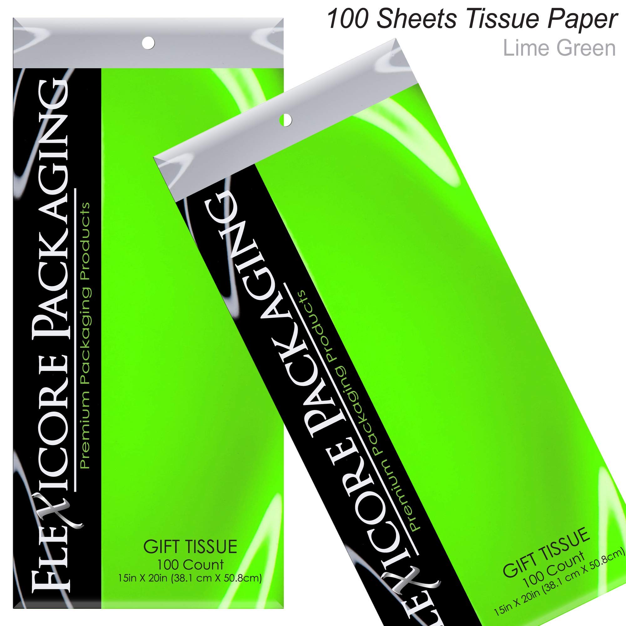 Eco-Friendly White Kraft Paper Gift Bags with Lime Green Tissue Wrap - 5.25