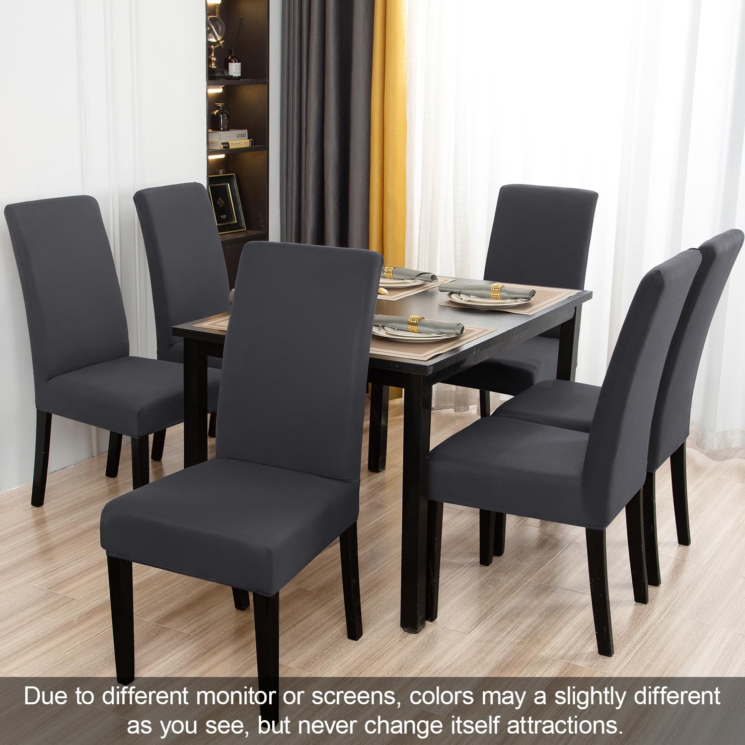 JQinHome Stretch Dining Chair Covers Set of 8 - Washable Slipcovers for Chairs, Seat Protectors for Home, Party, Hotel & Wedding (Grey) | Perfect for Formal Dinners, Holiday Gatherings & Event Decor