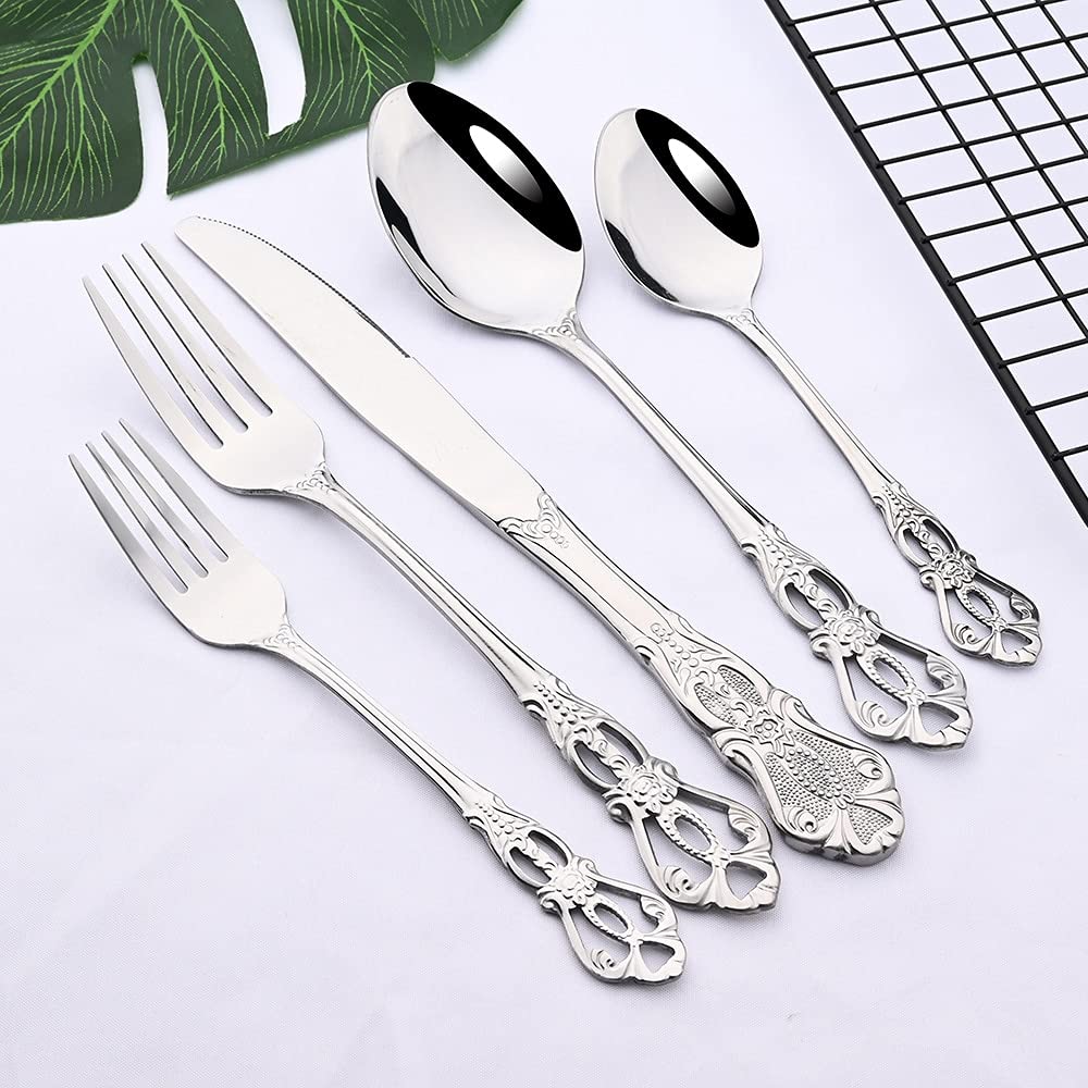 30-Piece Stainless Steel Silverware Set - Knife, Fork & Spoon Cutlery for Home, Kitchen & Dining | Durable Flatware for Everyday Use, Parties & Restaurants | BY ZZYY (Black)