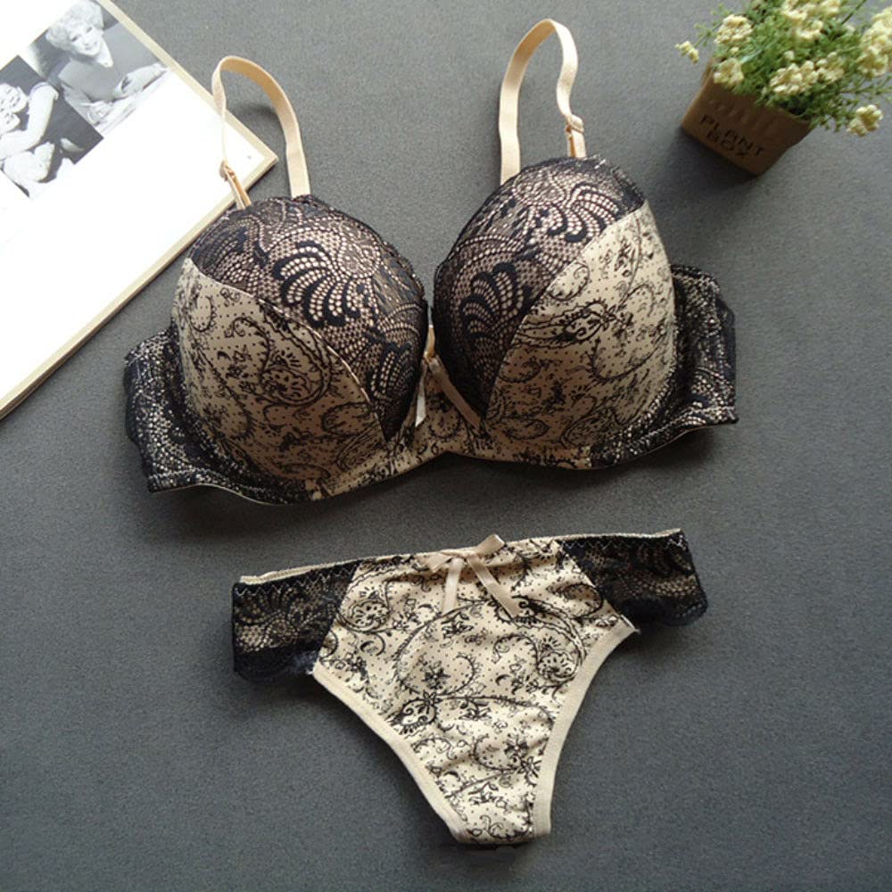Women's Push Up Padded Bra and Thong Lingerie Set - Sexy Comfortable Underwear for Everyday Wear & Special Occasions