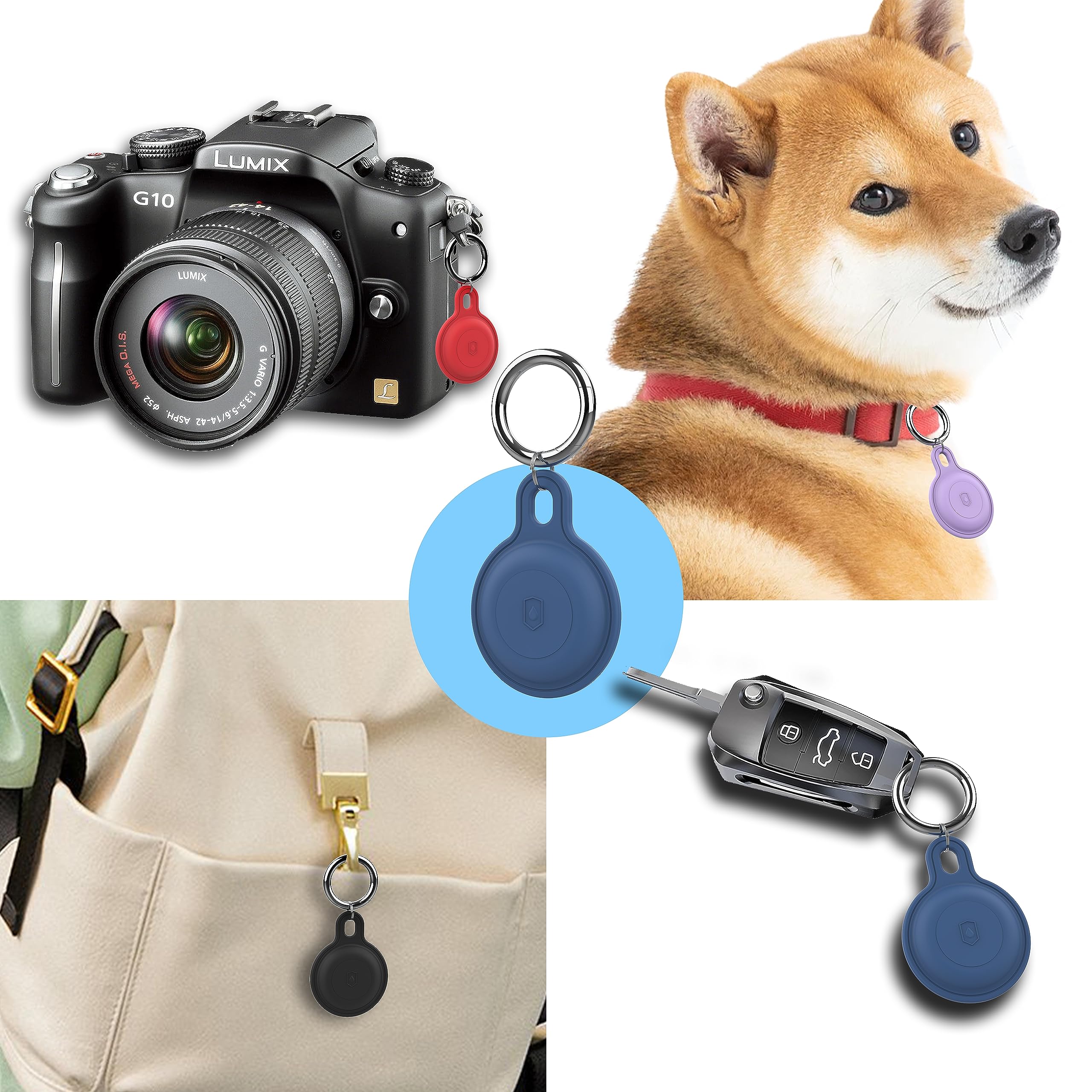 Secure AirTag Keychain Holder (4-Pack) - Durable Silicone Case for Apple AirTag GPS Tracker | Perfect for Keys & Luggage Tracking