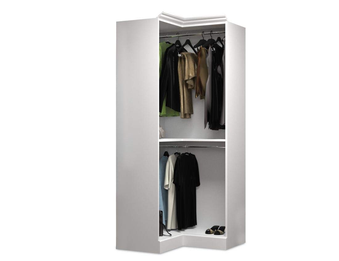 Bestar 36-Inch White Corner Closet Organizer - Space-Saving Storage Solution for Bedrooms, Walk-in Closets & Small Spaces