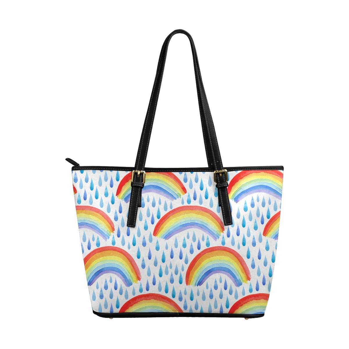 **InterestPrint Rain Drops & Rainbow Print Top Handle Satchel Handbag - Women's Shoulder Bag, Tote Purse for Work, Travel & Everyday Use**