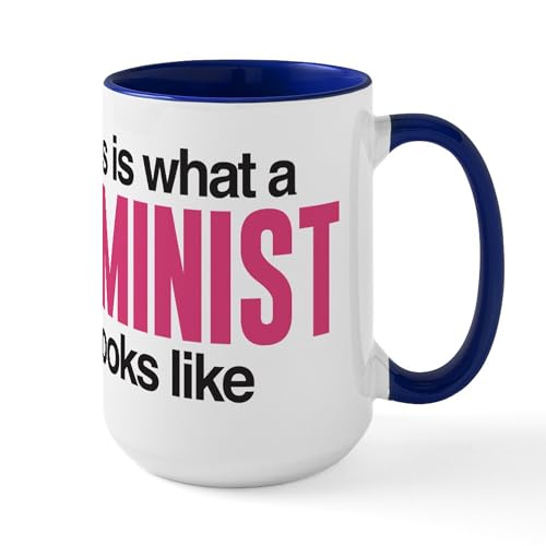 White/Navy Inside - Feminist Large Mug