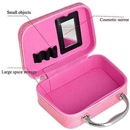 Colorful Women's Makeup Bag with Mirror - Travel Jewelry Organizer for Toiletries