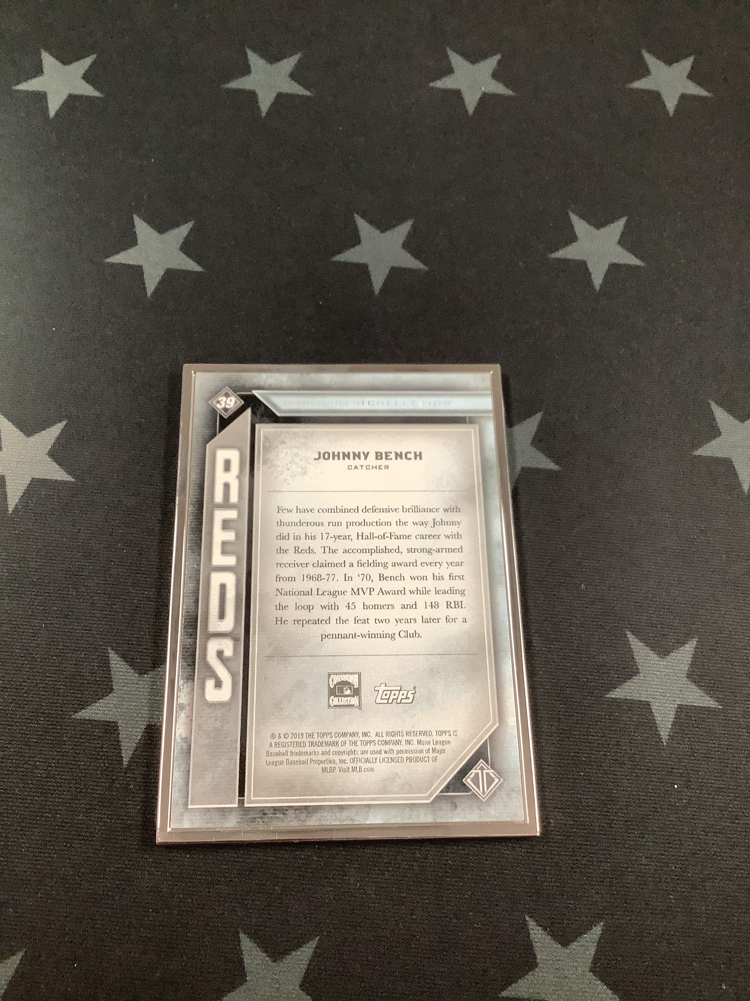 Johnny Bench Transcendent Collection Baseball Card #39/100 - Limited Edition Autographed Memorabilia for Collectors & Sports Fans