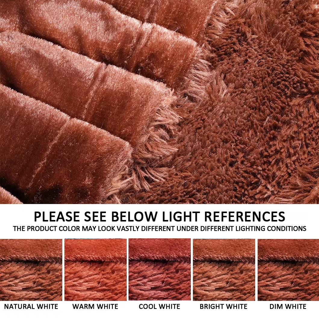 YUSOKI Brown Queen Size Faux Fur Blanket - 90